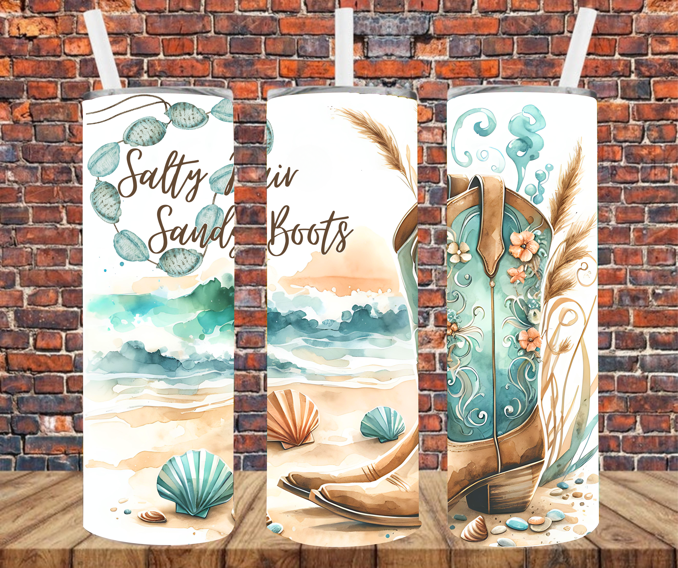 Salty Hair, Sandy Boots - Tumbler Wrap - Vinyl Transfer