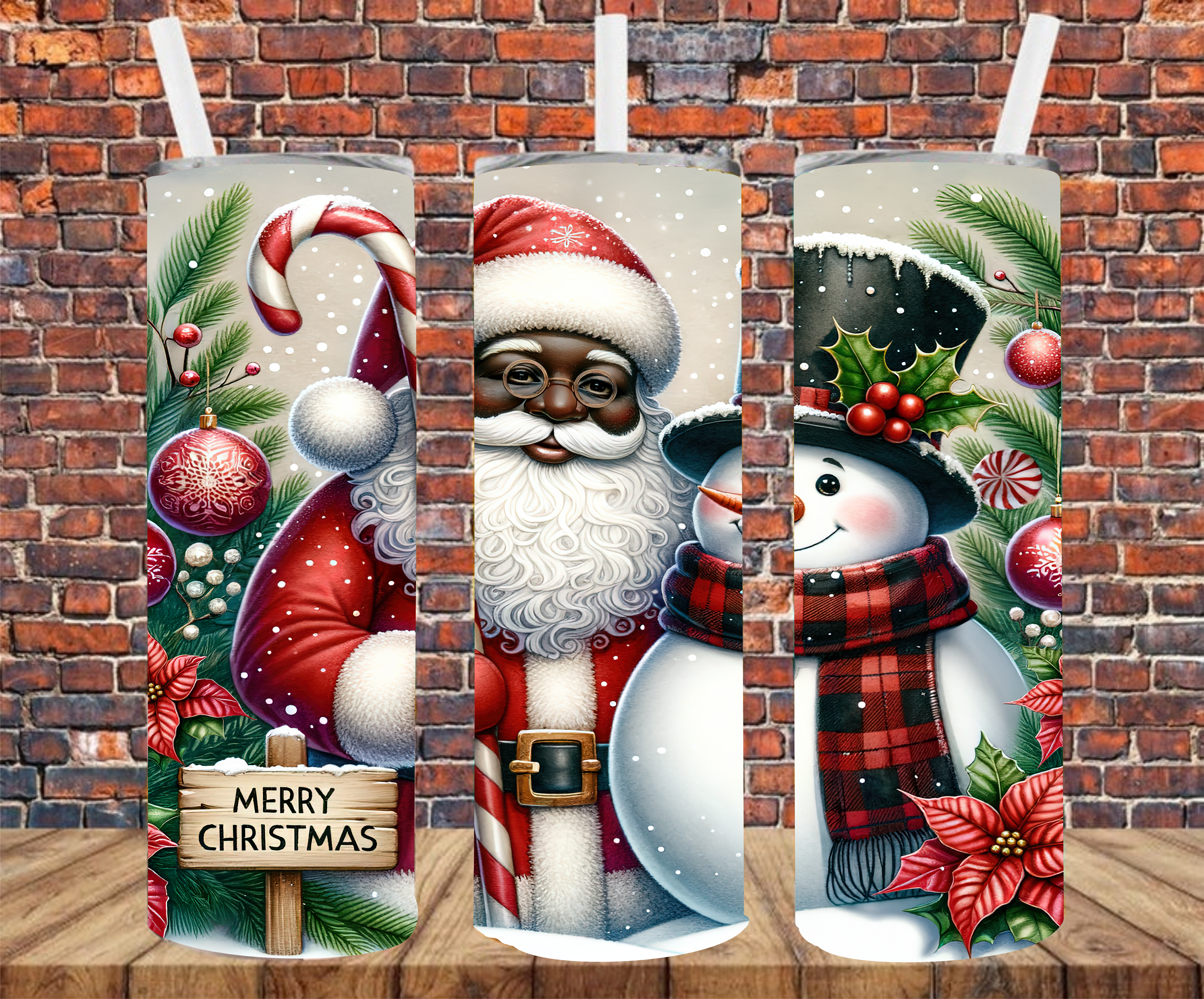 Santa & Snowman - Tumbler Wrap - Sublimation Transfers