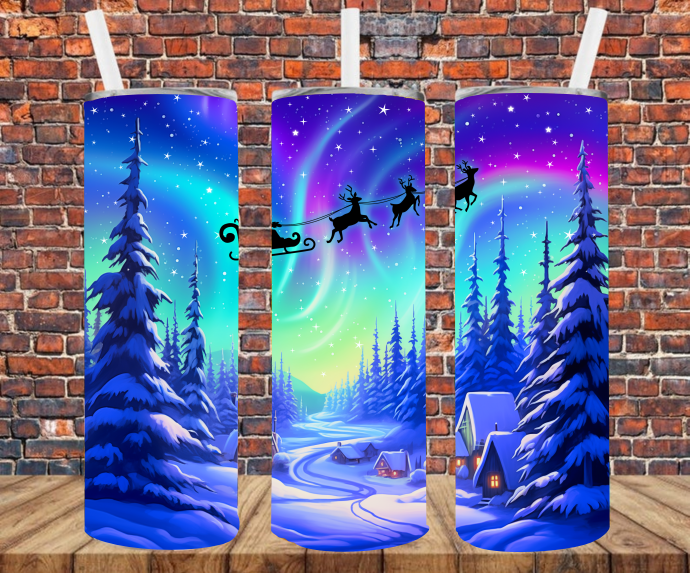Santa Northern Lights - Tumbler Wrap - Sublimation Transfers
