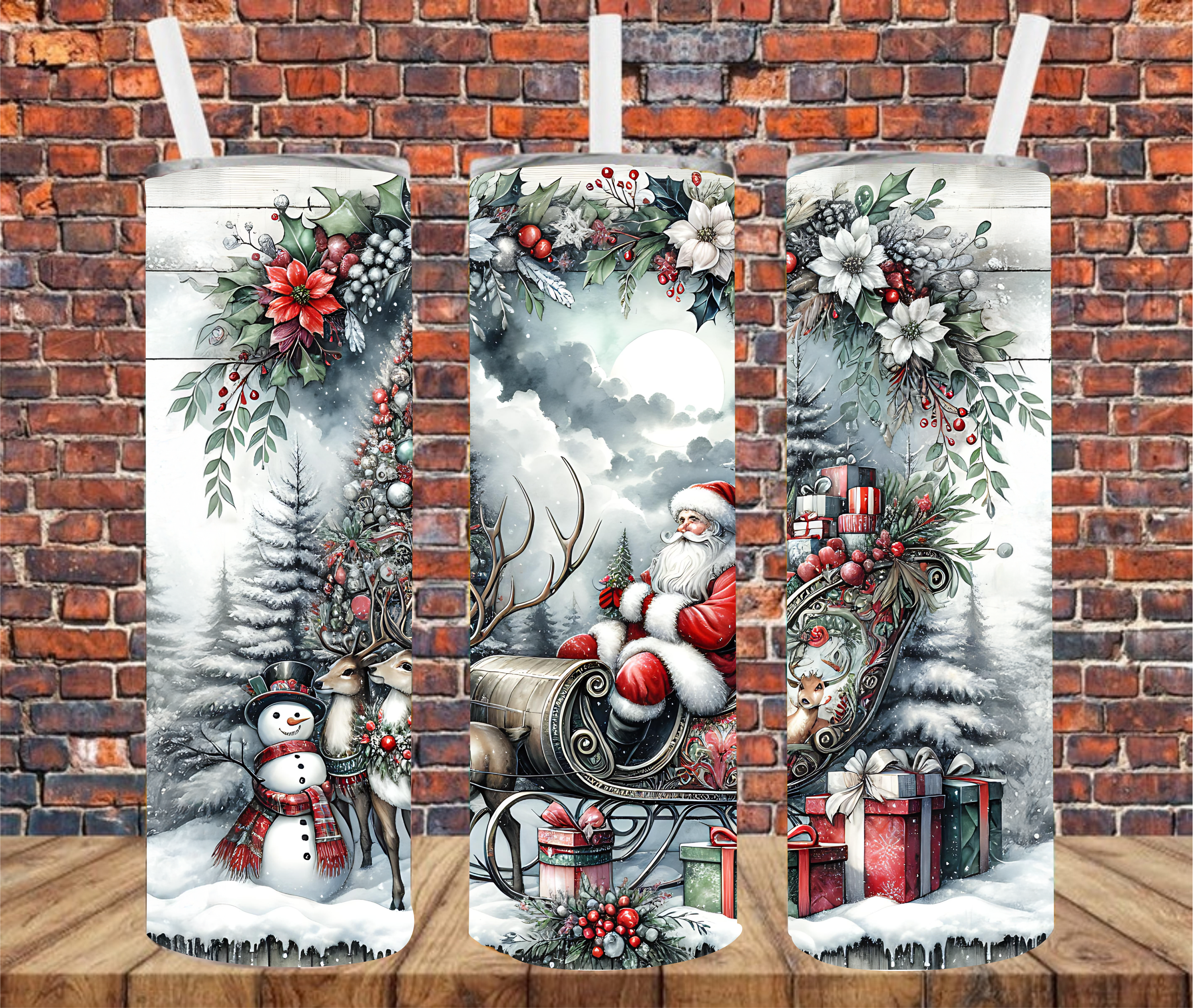 Santa & Sleigh - Tumbler Wrap - Sublimation Transfers