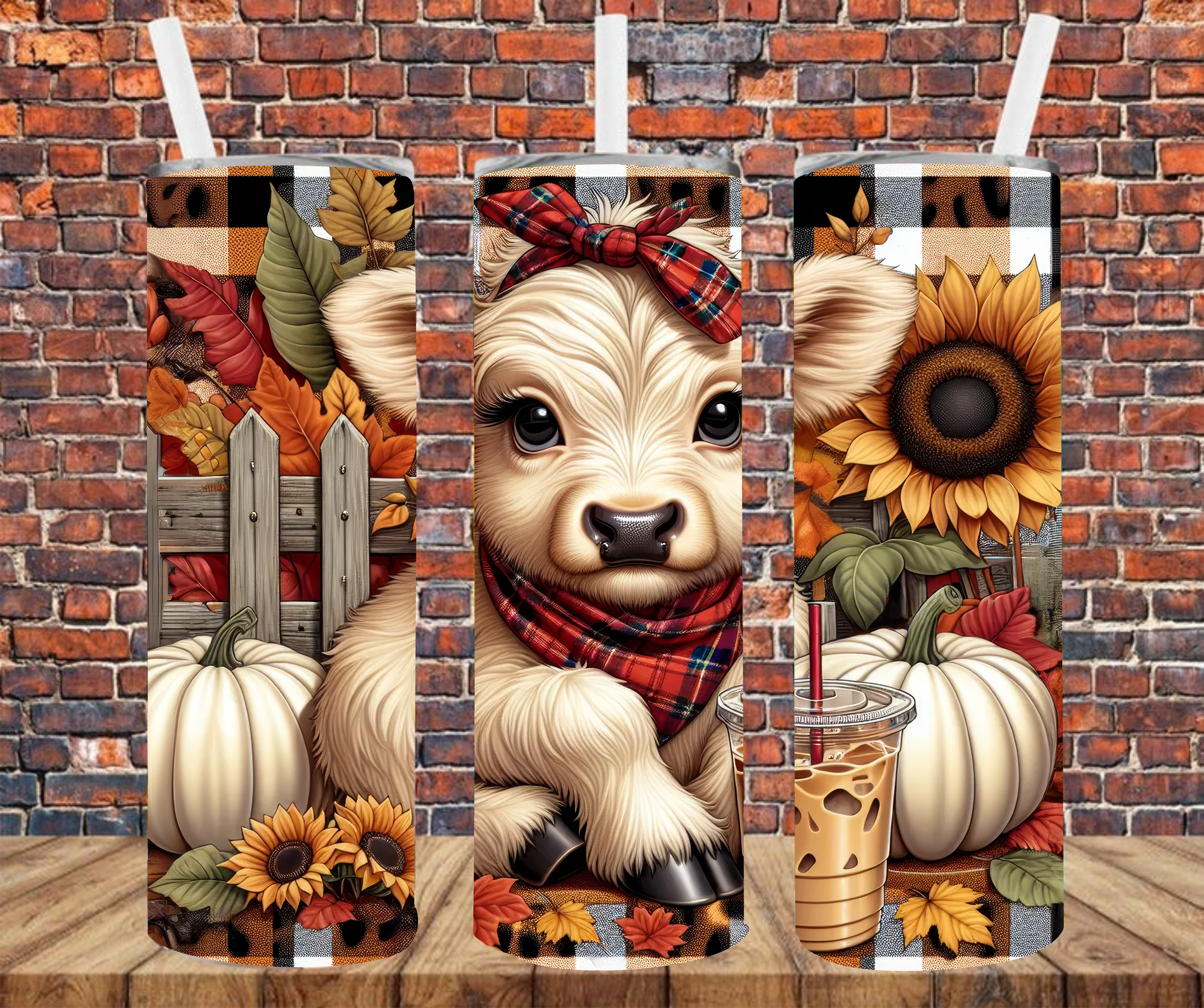 Autumn Cow- Tumbler Wrap - Sublimation Transfer