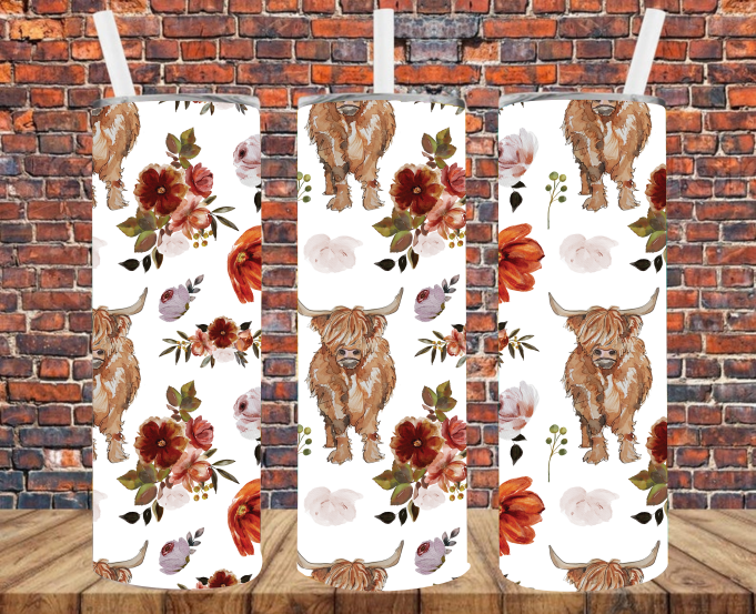 Highlander Cow - Tumbler Wrap - Sublimation Transfers