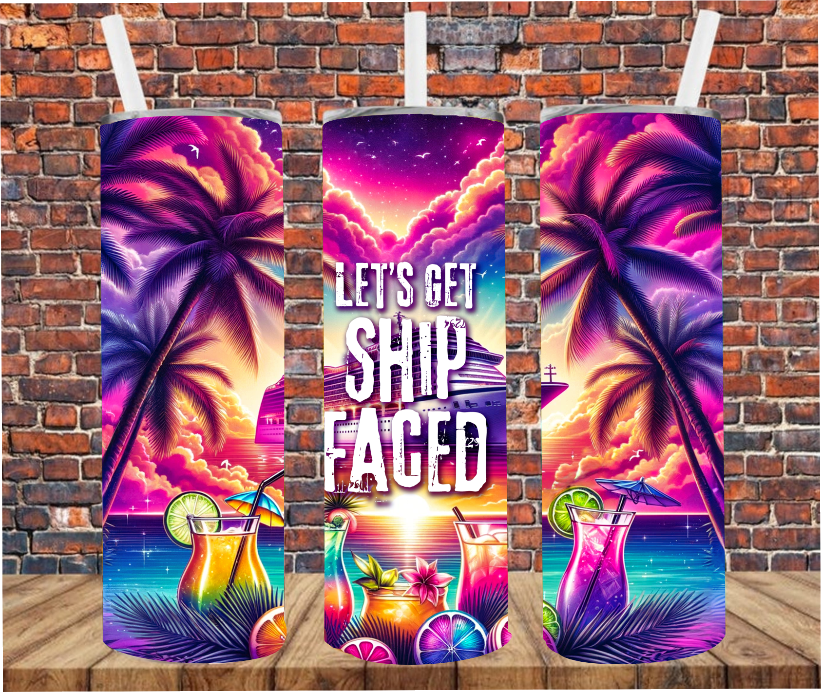 Let's Get Shipfaced - Tumbler Wrap - Sublimation Transfers