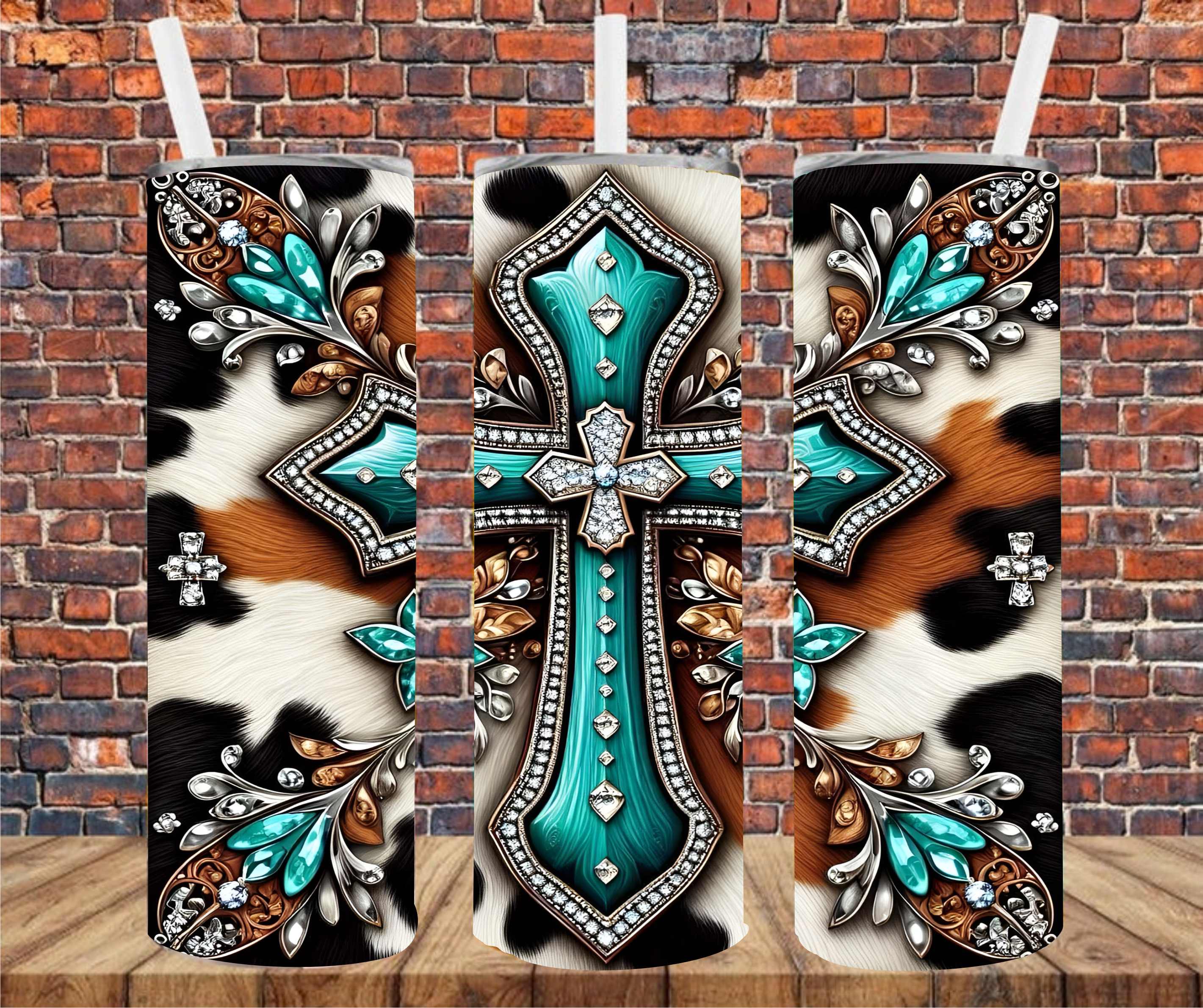 Country Western Cross - Tumbler Wrap - Sublimation Transfer