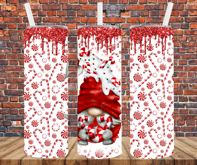 Gnome with Peppermints - Tumbler Wrap - Sublimation Transfers