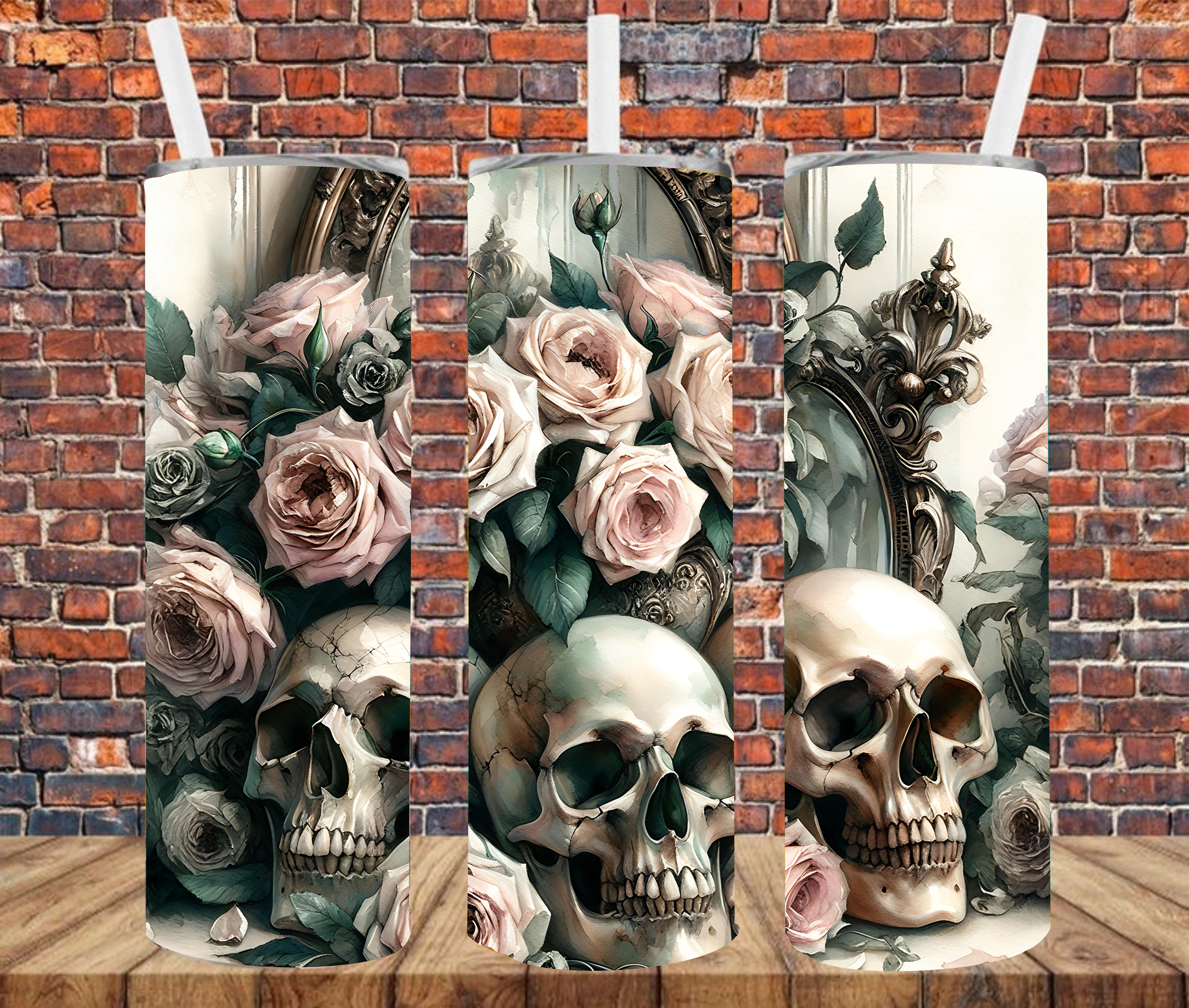 Floral Skulls - Sublimation Tumbler Wrap