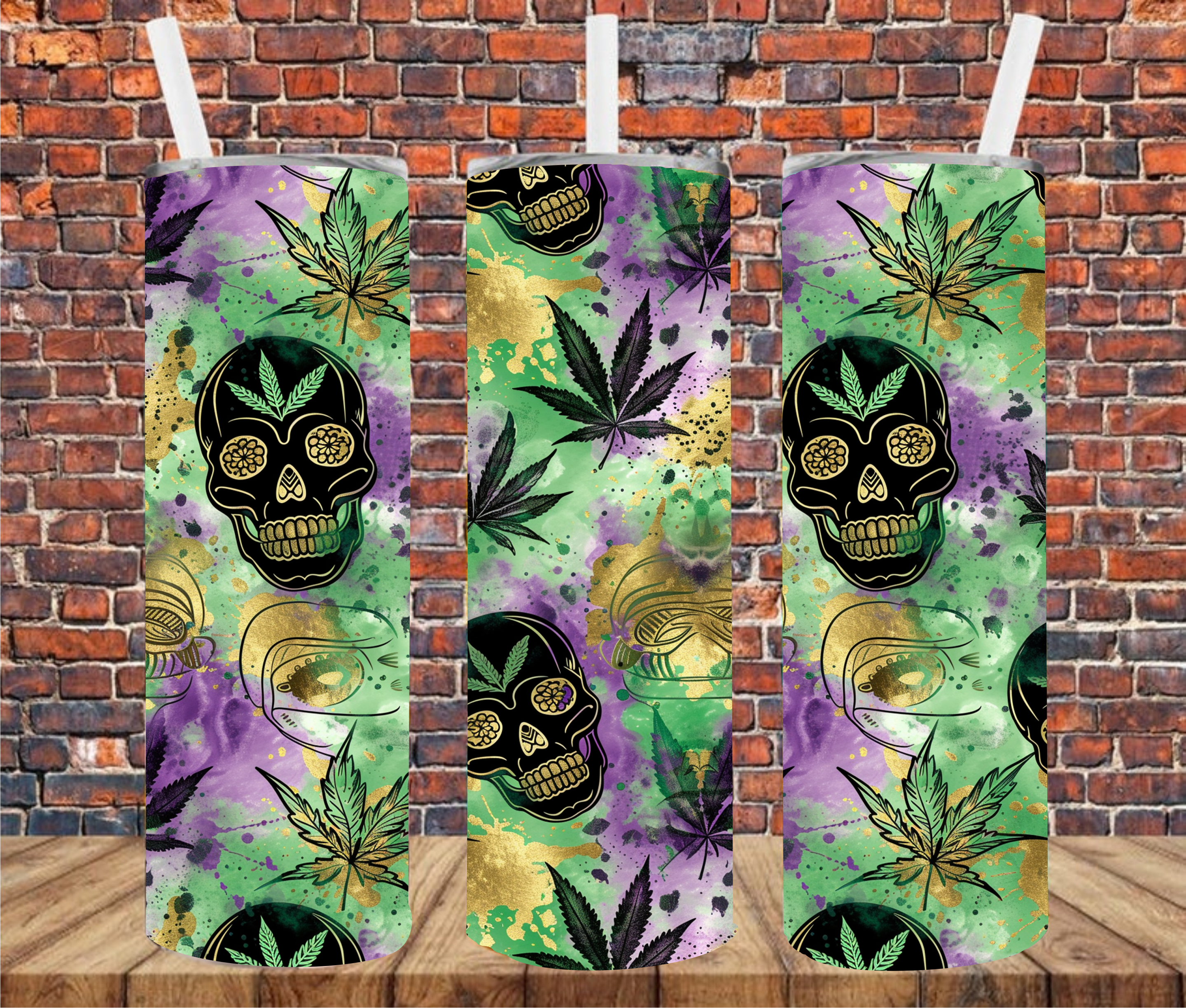 Weed Skulls - Tumbler Wrap - Sublimation Transfer