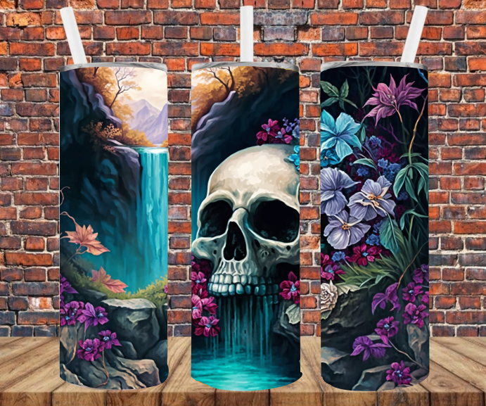 Skull Waterfall - Tumbler Wrap - Sublimation Transfers