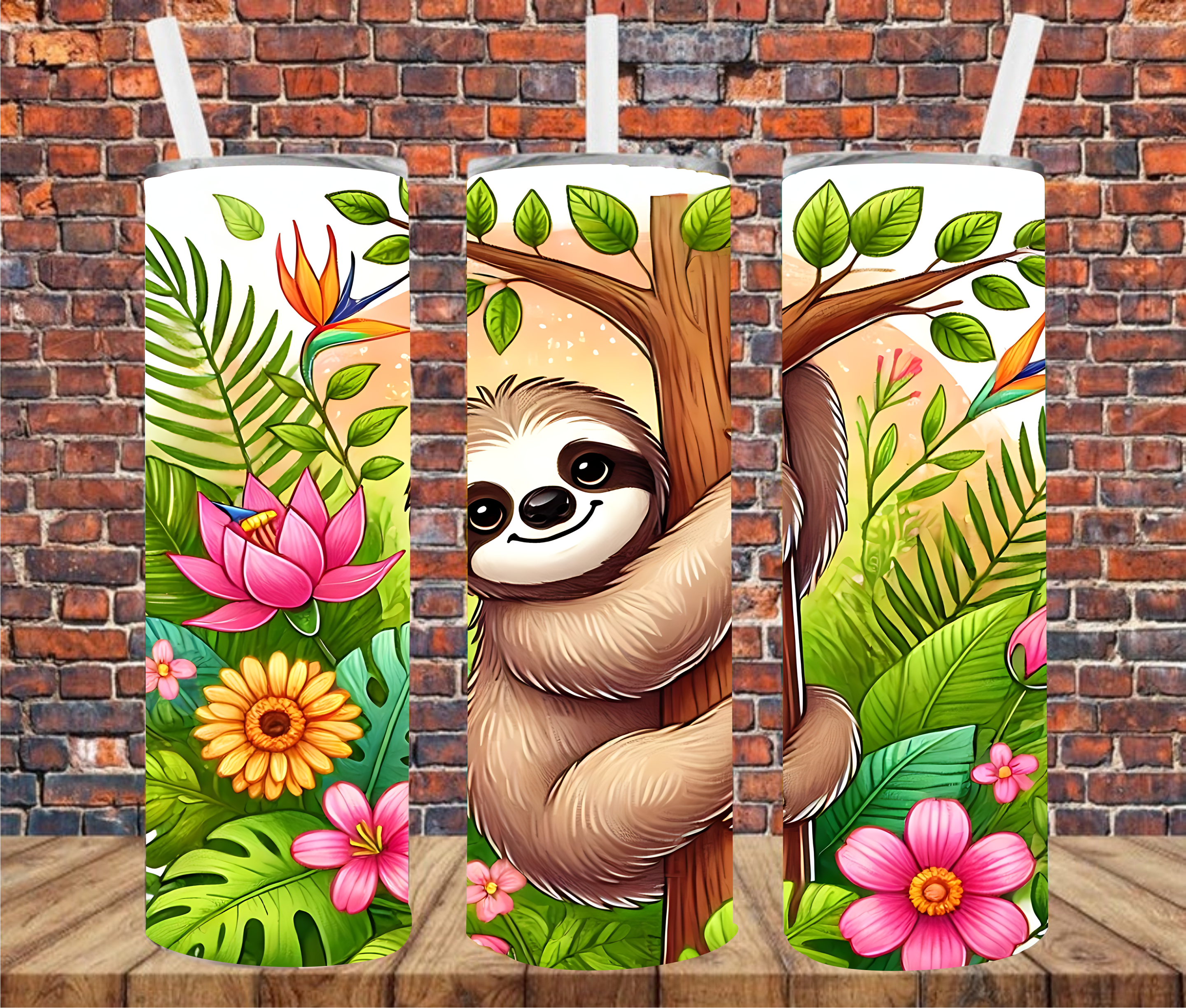 Sloth In Tree - Sublimation Tumbler Wrap