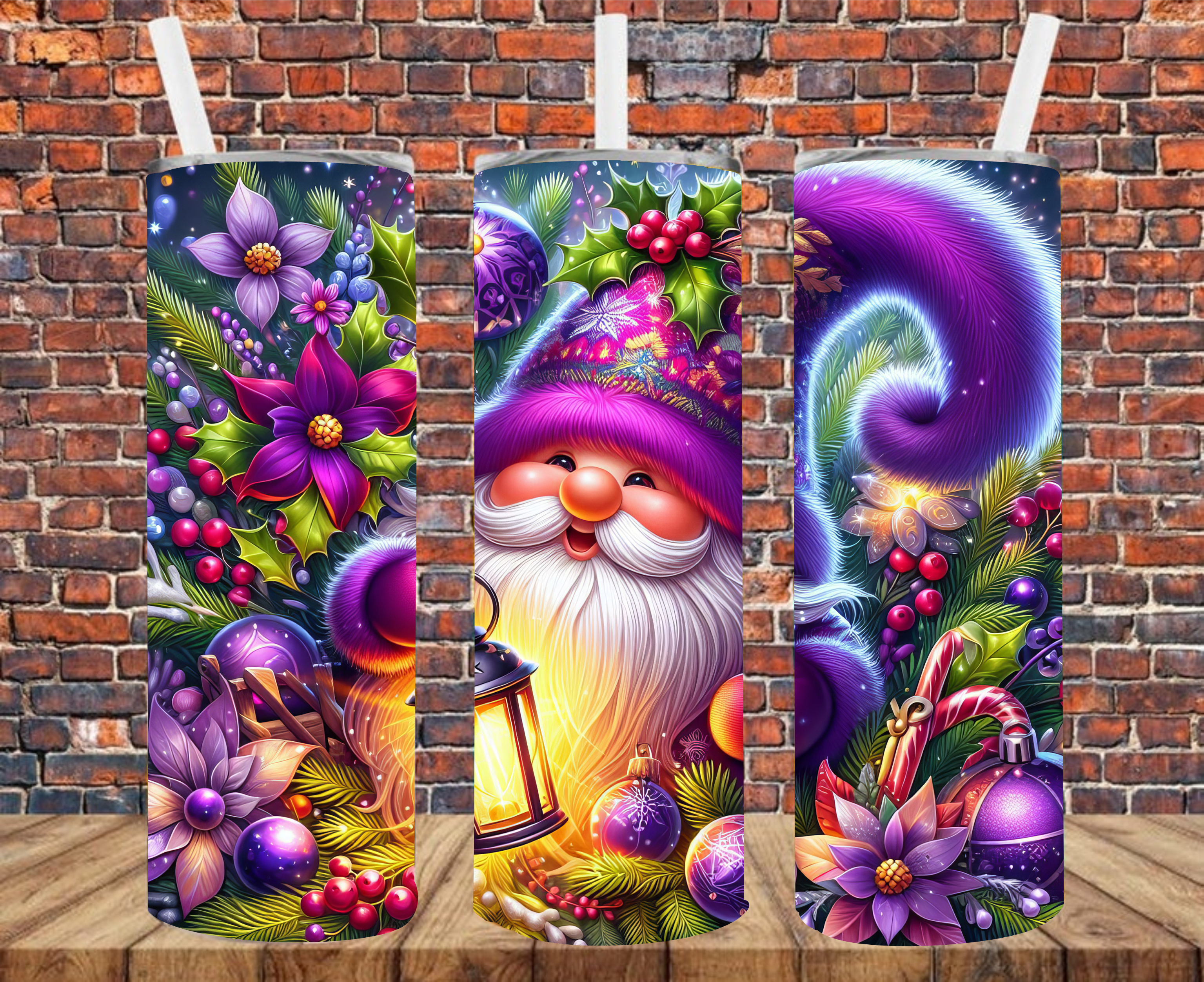 Vibrant Christmas Gnome - Tumbler Wrap - Sublimation Transfers