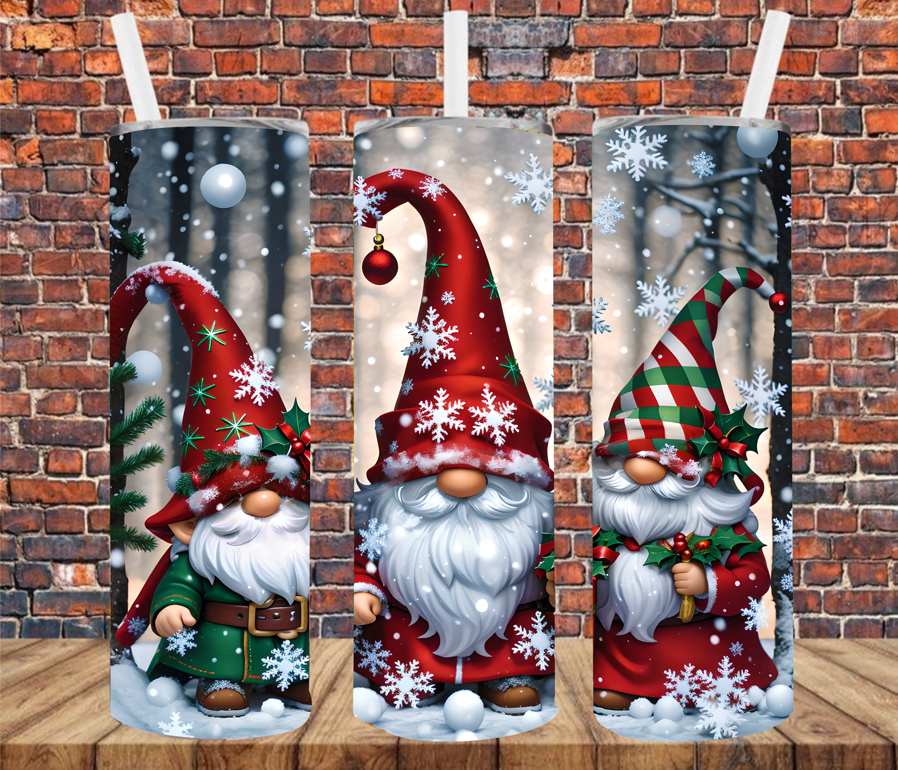 Christmas Gnomes - Tumbler Wrap - vinyl Transfers