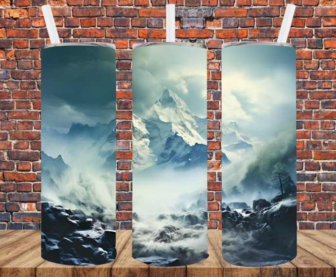 Snowy Mountain - Tumbler Wrap - Sublimation Transfers