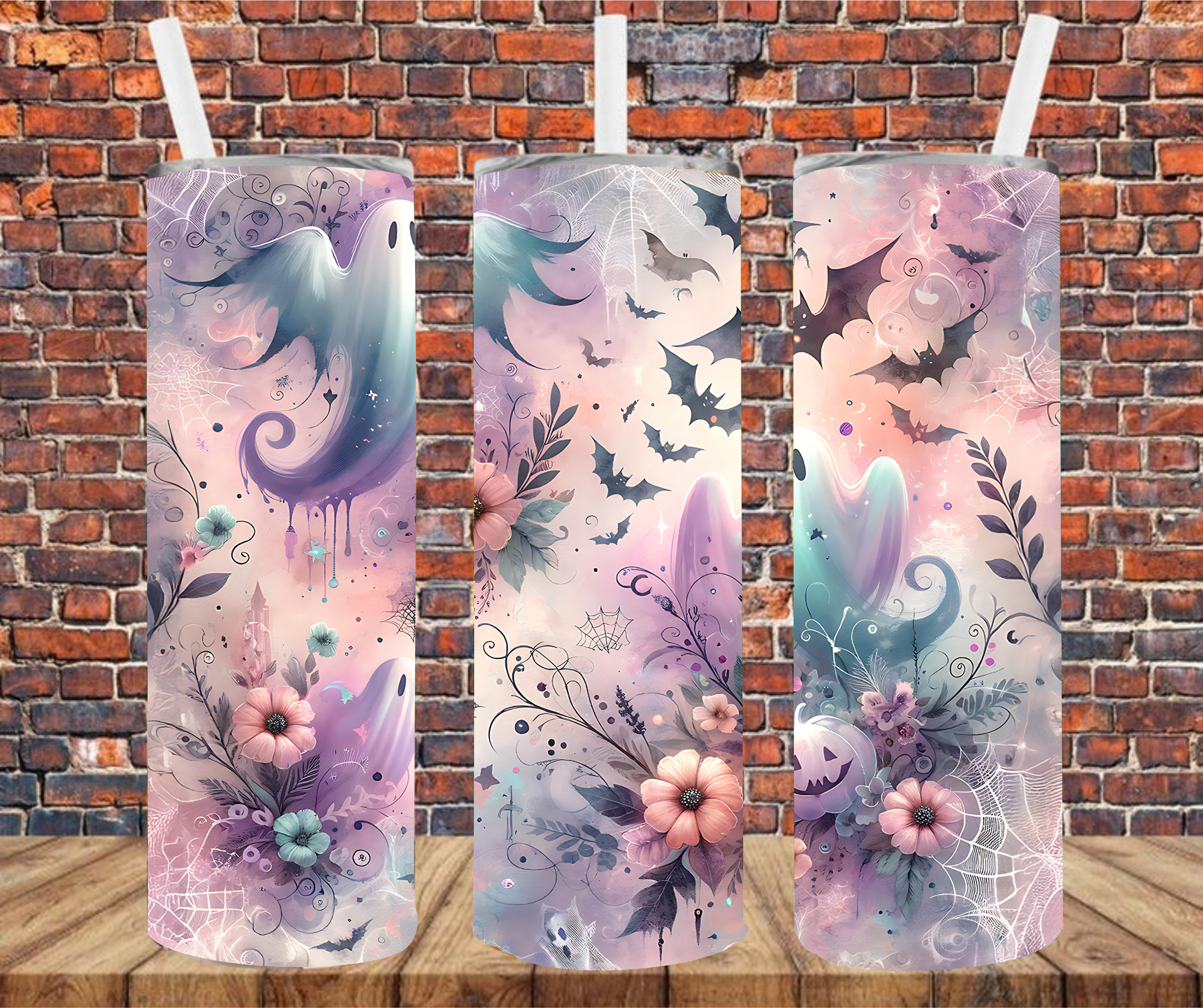 Soft Halloween Ghosts - Tumbler Wrap - vinyl Transfers