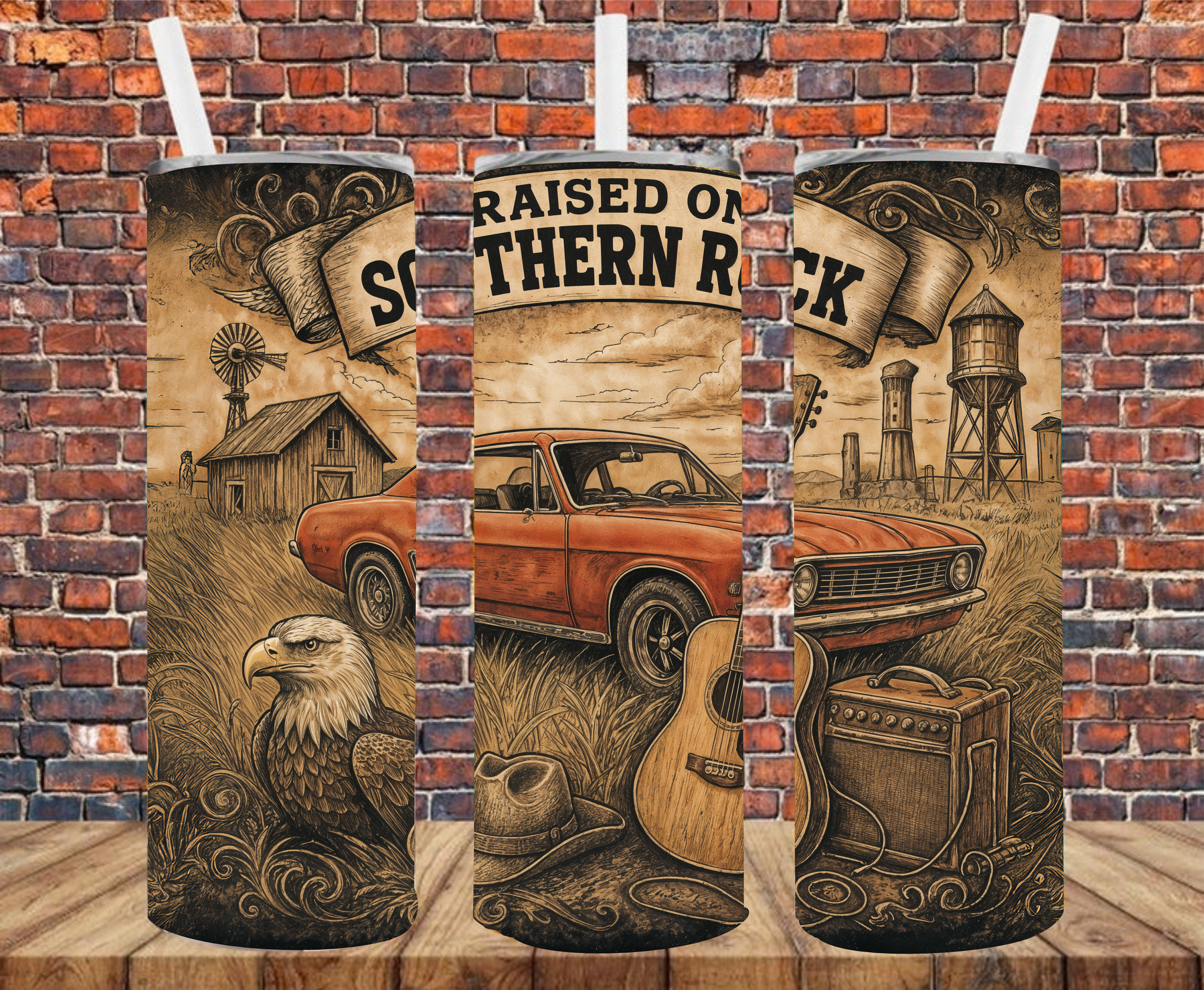 Raised On Southern Rock - Tumbler Wrap - Sublimation Transfers