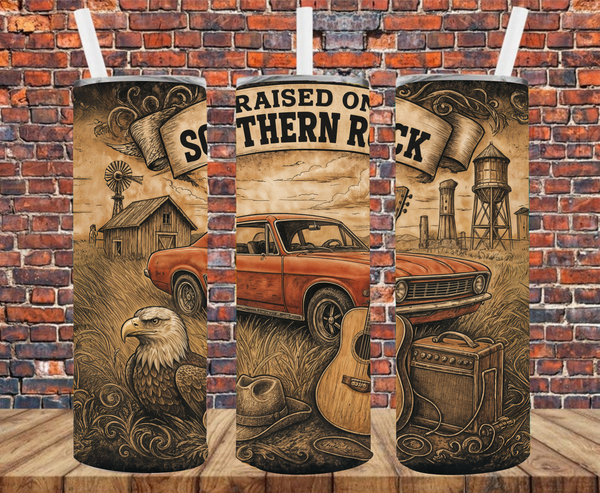 Raised On Southern Rock - Tumbler Wrap - Sublimation Transfers