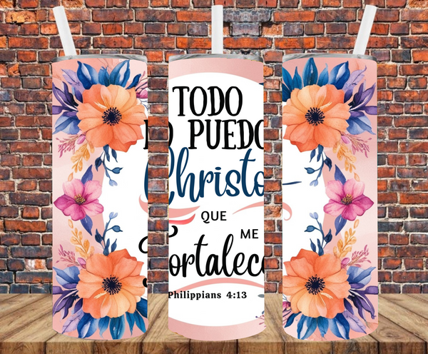 (Spanish) I Can Do All Things Through Christ Who Strengthens Me - Tumbler Wrap - Sublimation Transfers