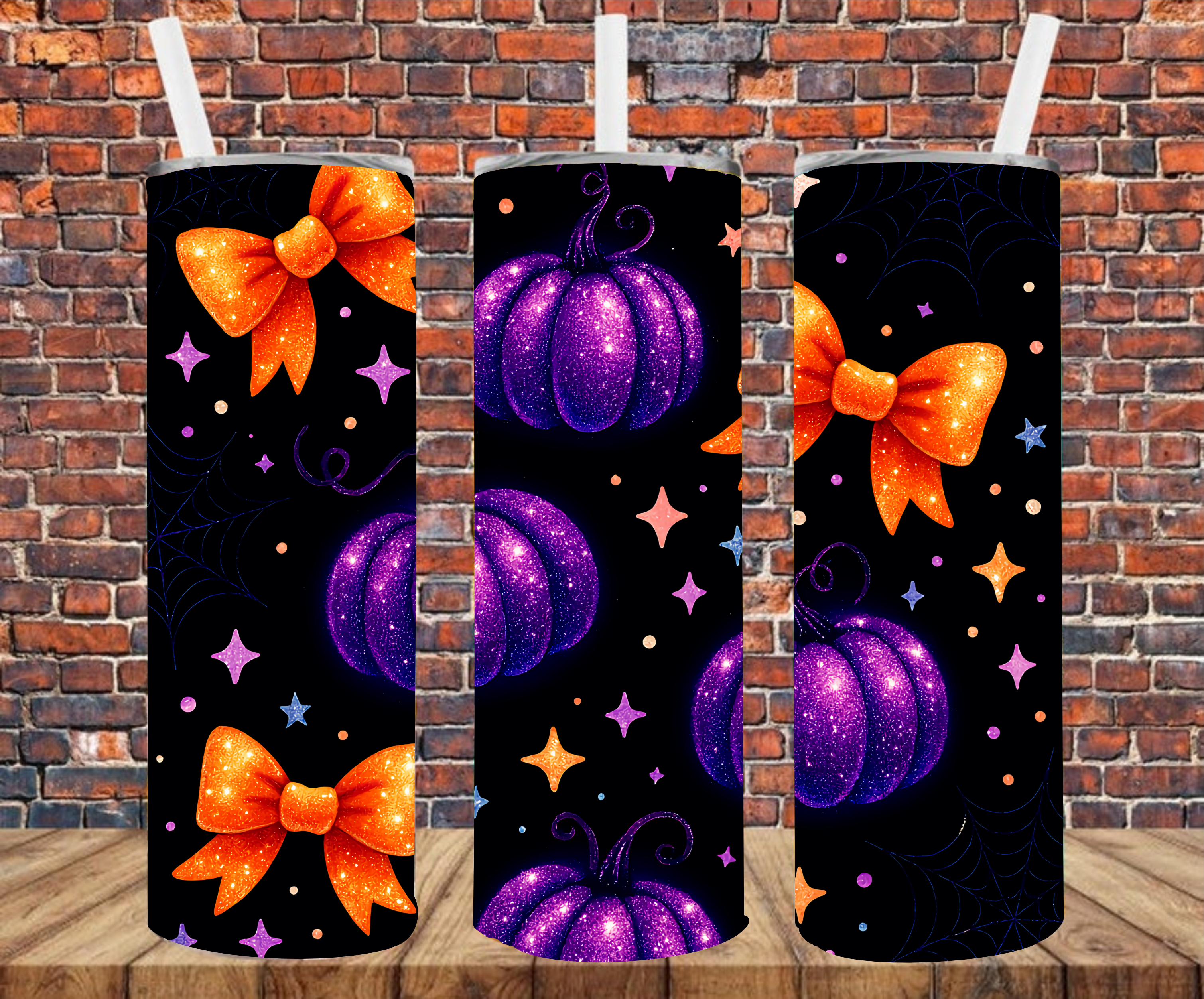 Sparkle Pumpkins & Bows - Tumbler Wrap - Sublimation Transfers