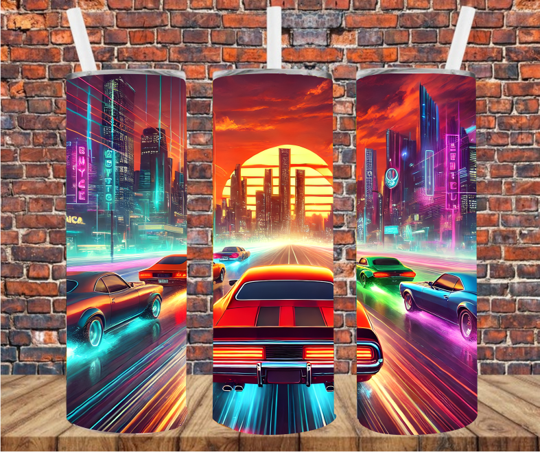 Street Racing Muscle Car - Tumbler Wrap - Sublimation Transfer