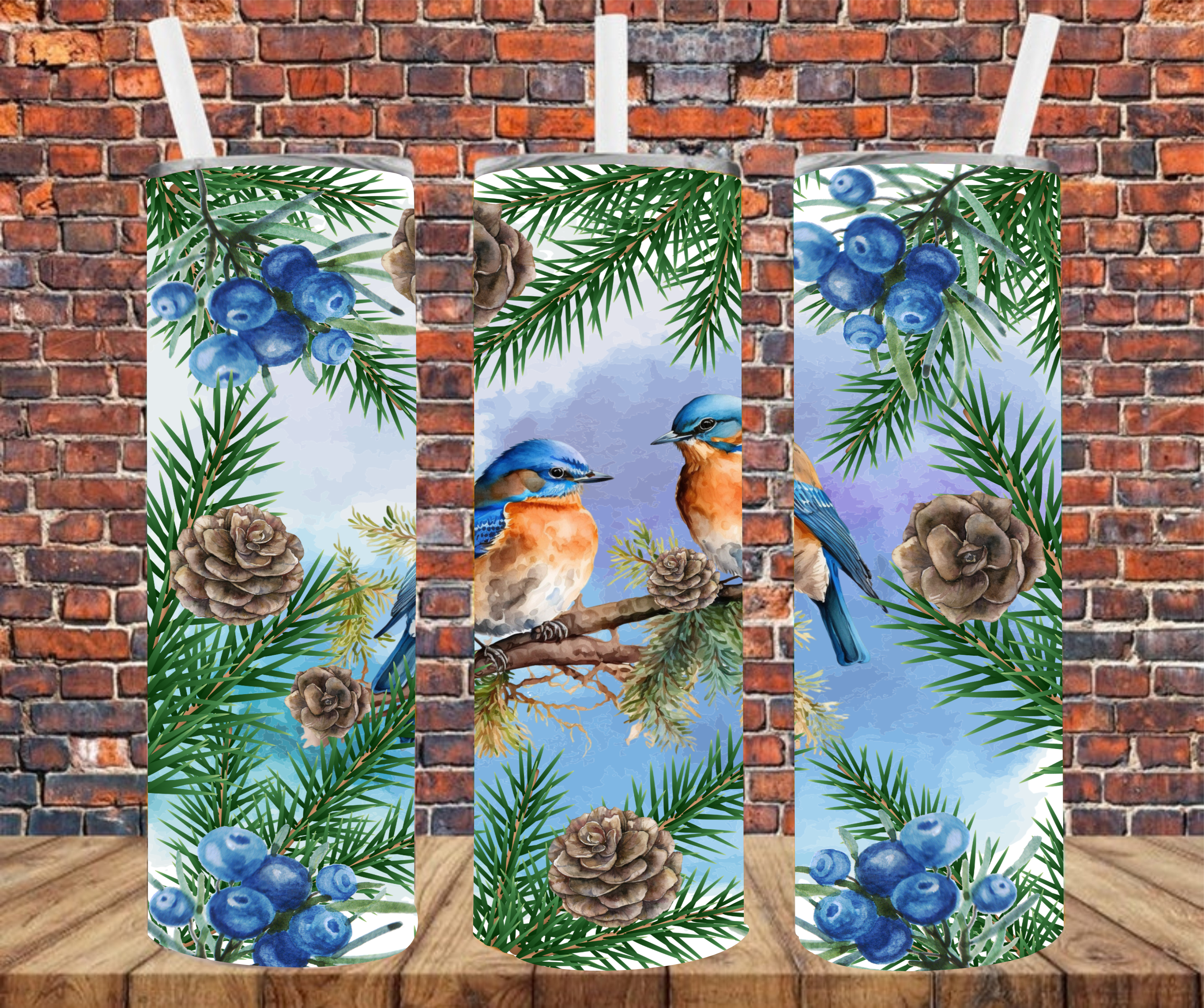 Bluebirds - Tumbler Wrap - Sublimation Transfer