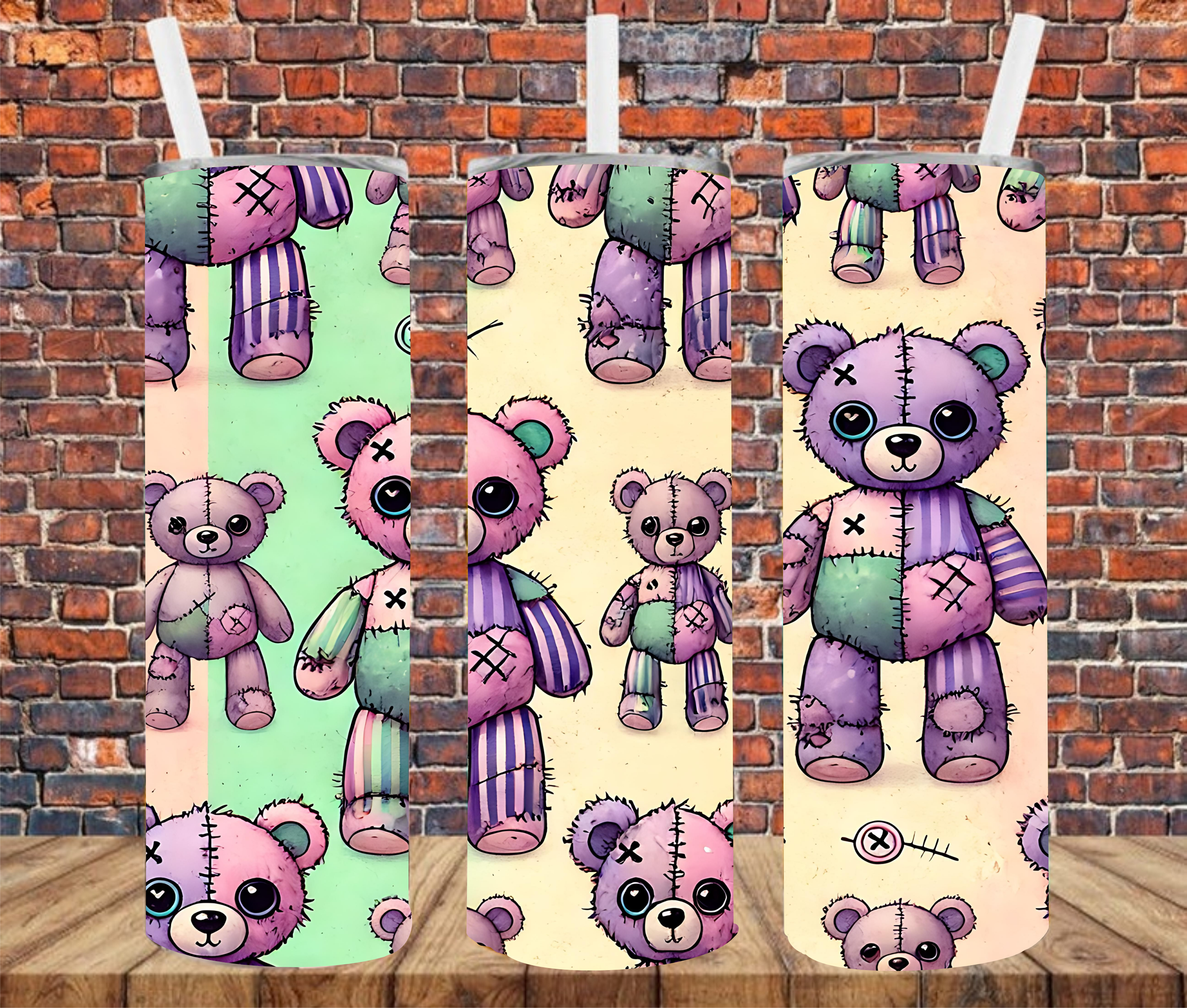 Stitches Bear - Tumbler Wrap - Sublimation Transfer