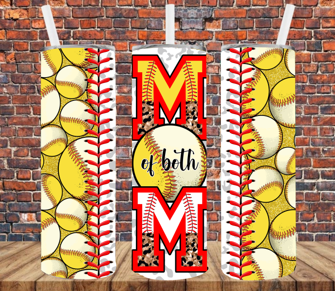 Mom of Both Baseball & Softball - Tumbler Wrap Sublimation Transfers