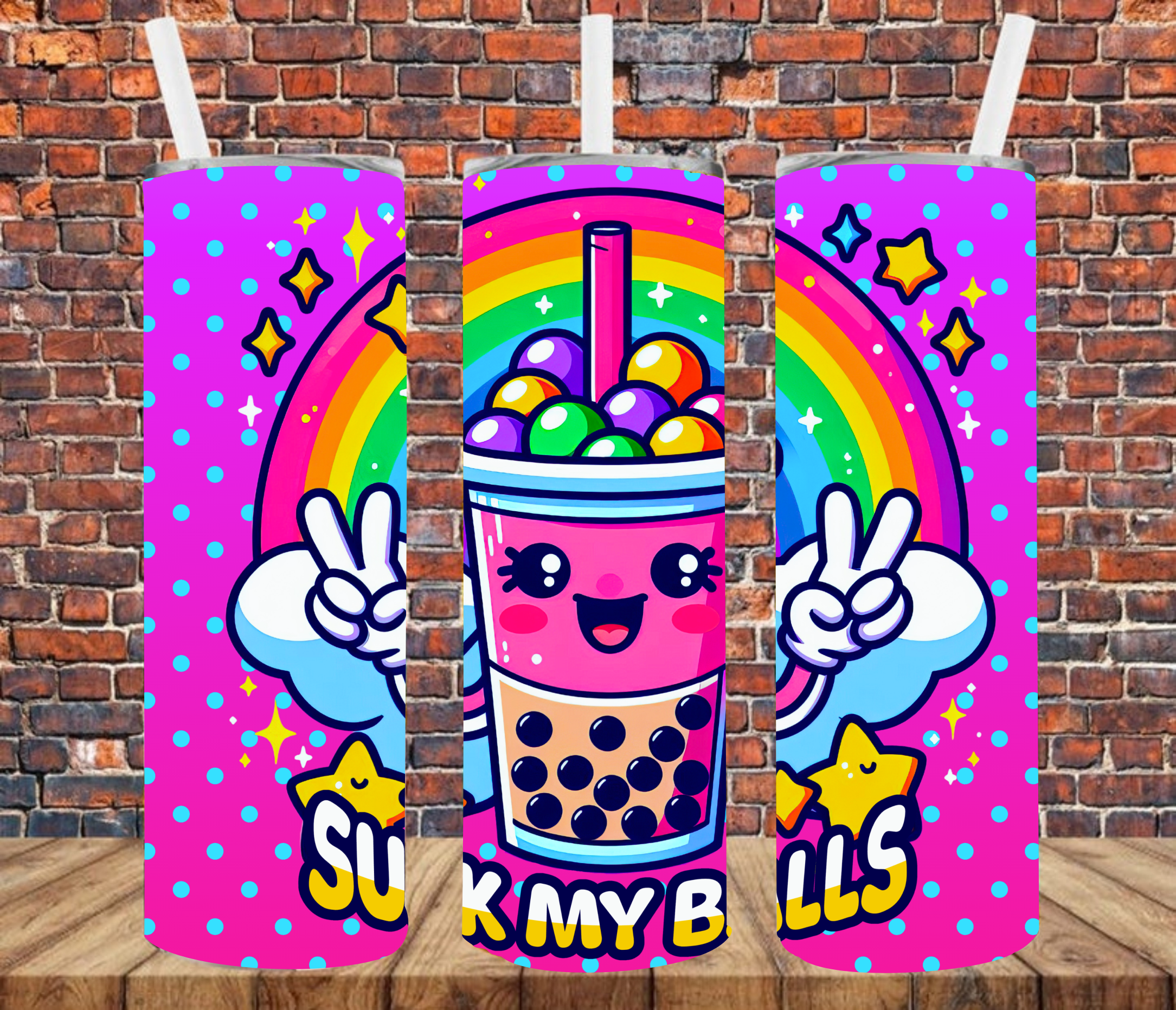 Boba Tea, Suck My Balls - Tumbler Wrap - Sublimation Transfers