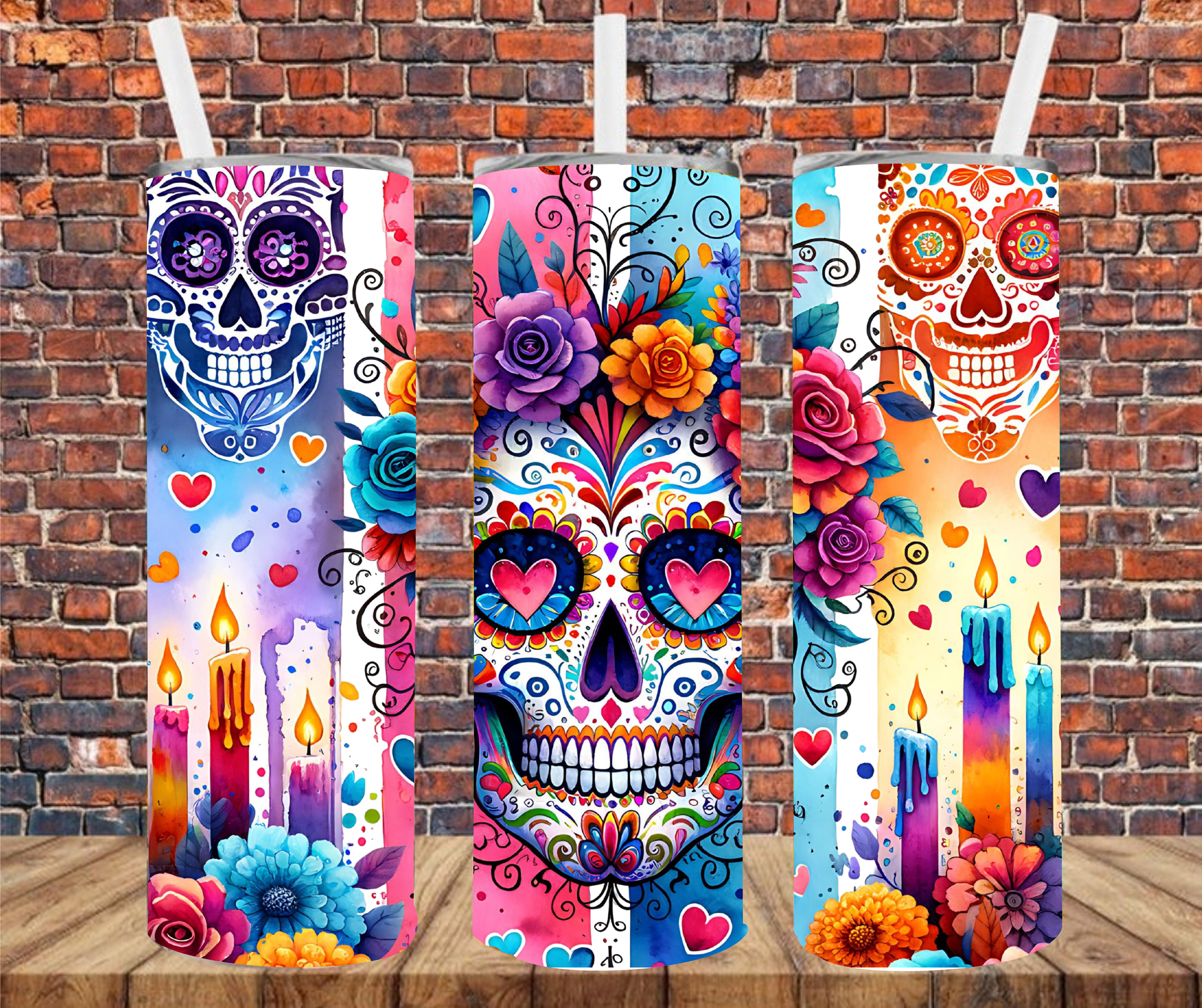 Sugar Skull - Tumbler Wrap - Sublimation Transfer