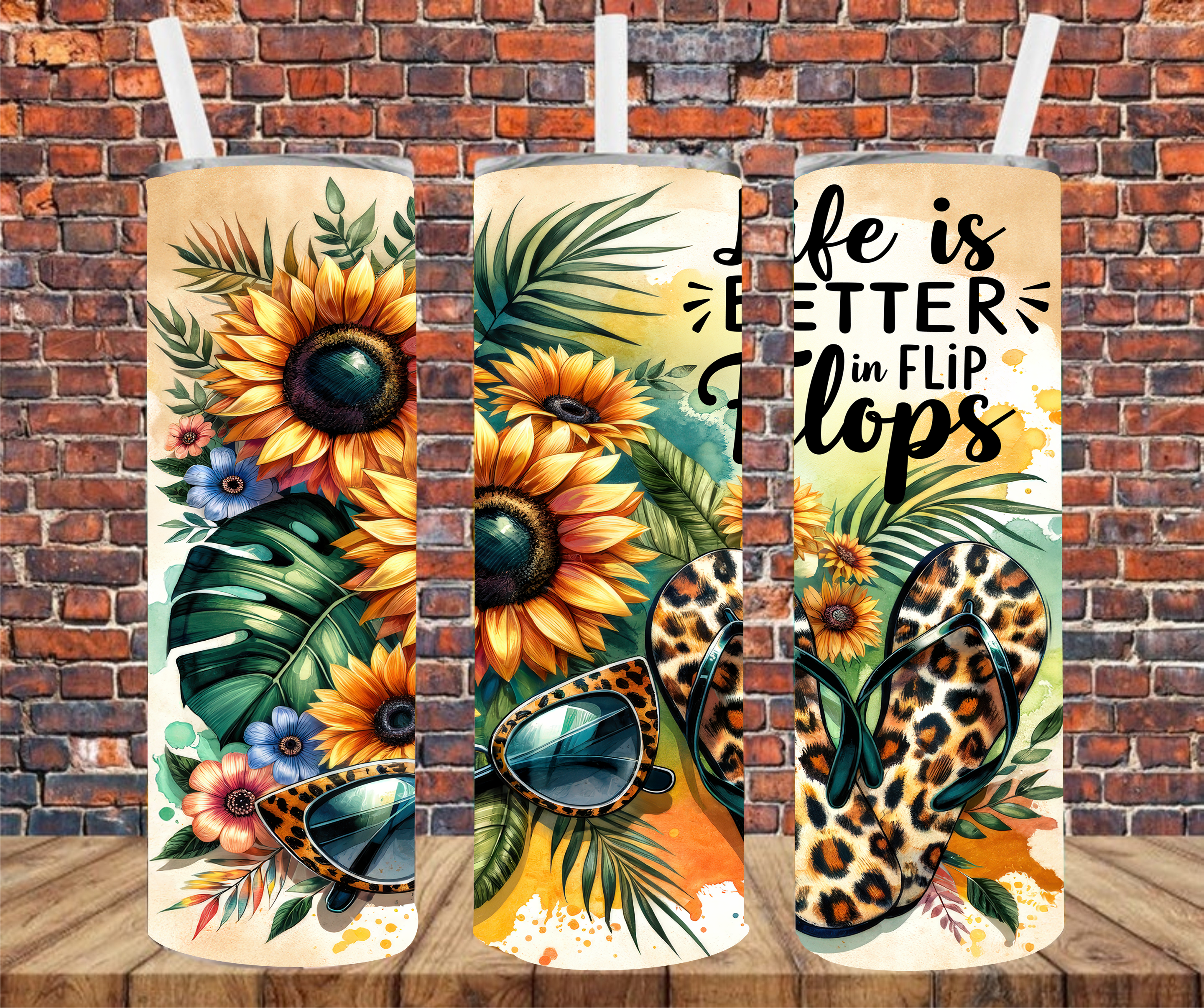 Life Is Better In Flip Flops - Tumbler Wrap - Sublimation Transfer