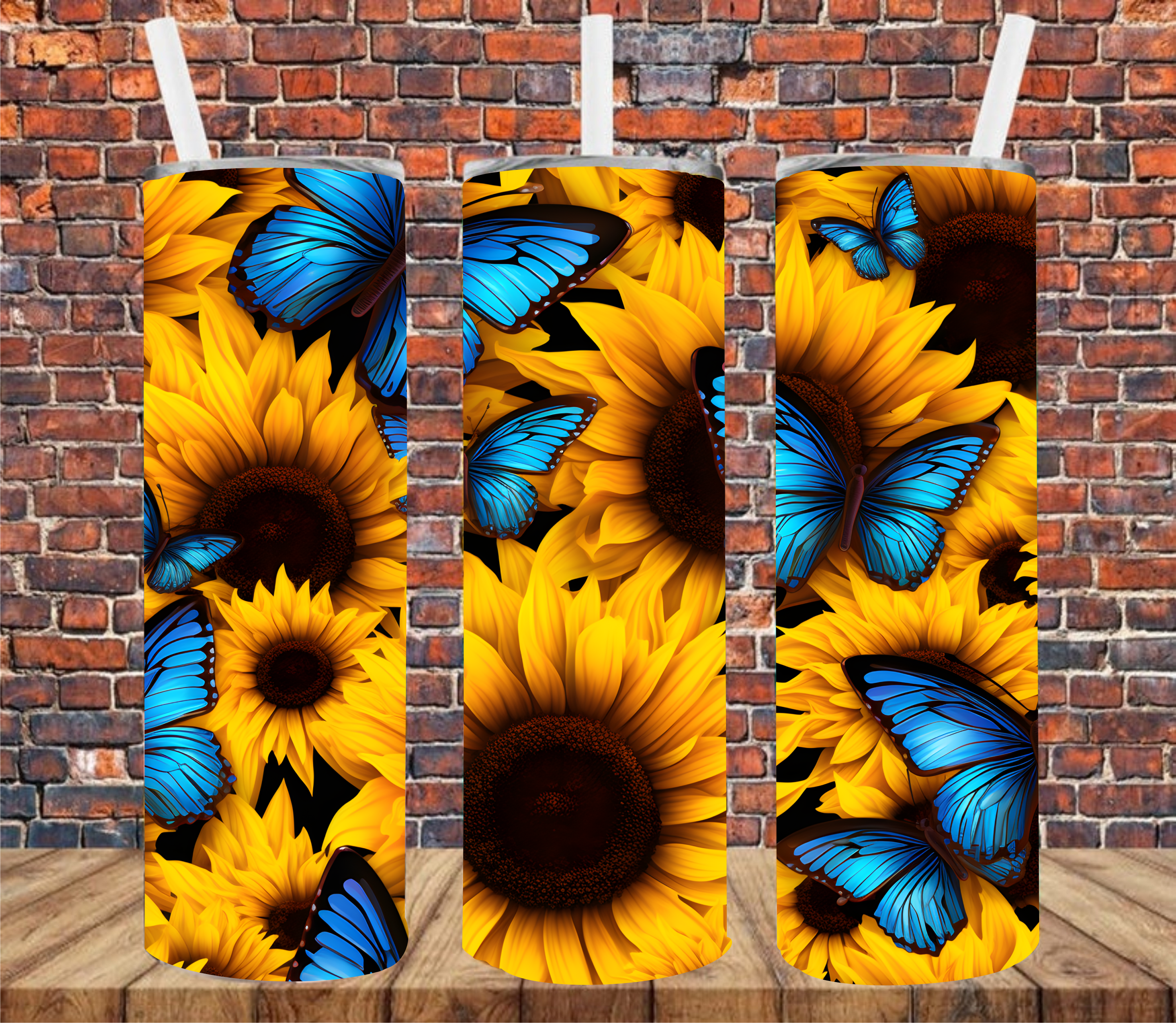 Sunflower & Butterflies - Tumbler Wrap - Sublimation Transfer