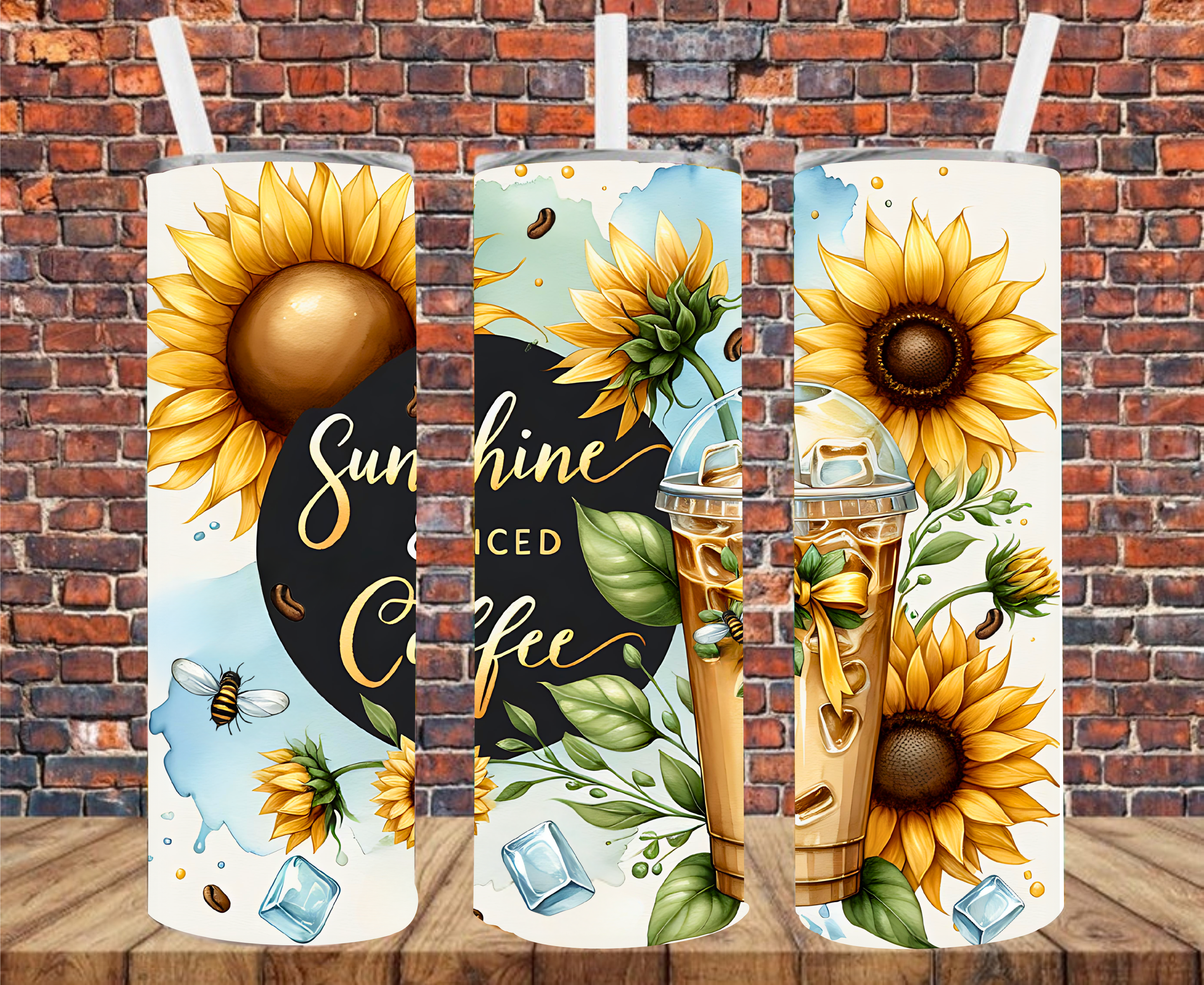 Sunshine & Iced Coffee - Tumbler Wrap - Sublimation Transfer