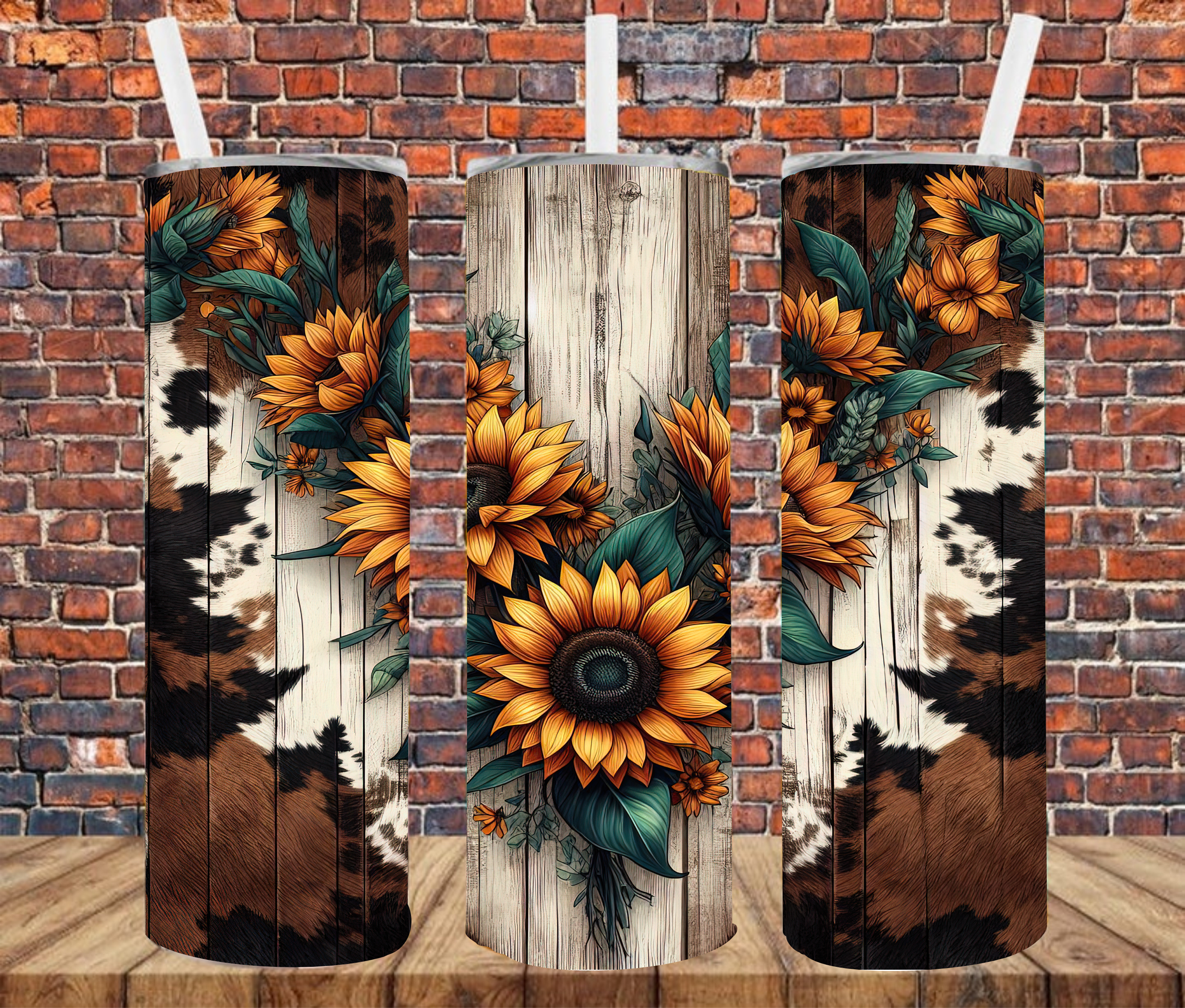 Western Sunflowers - Tumbler Wrap - Sublimation Transfers