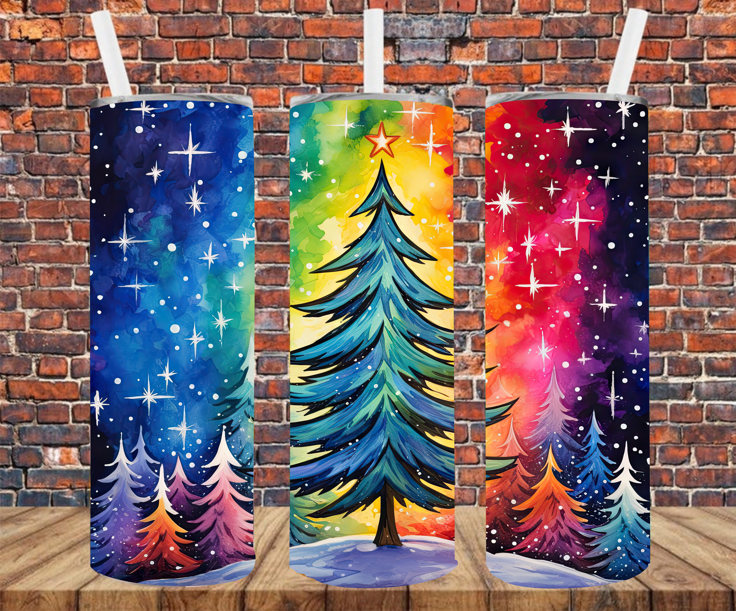 Vibrant Christmas Tree - Tumbler Wrap - Sublimation Transfers