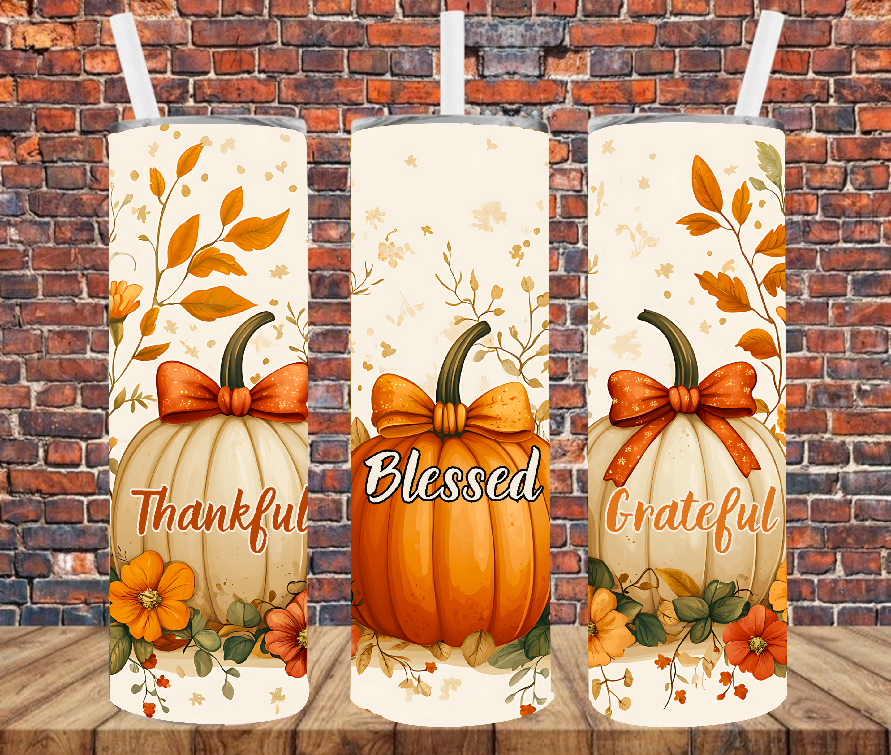 Thankful Blessed Grateful - Tumbler Wrap - Sublimation Transfer