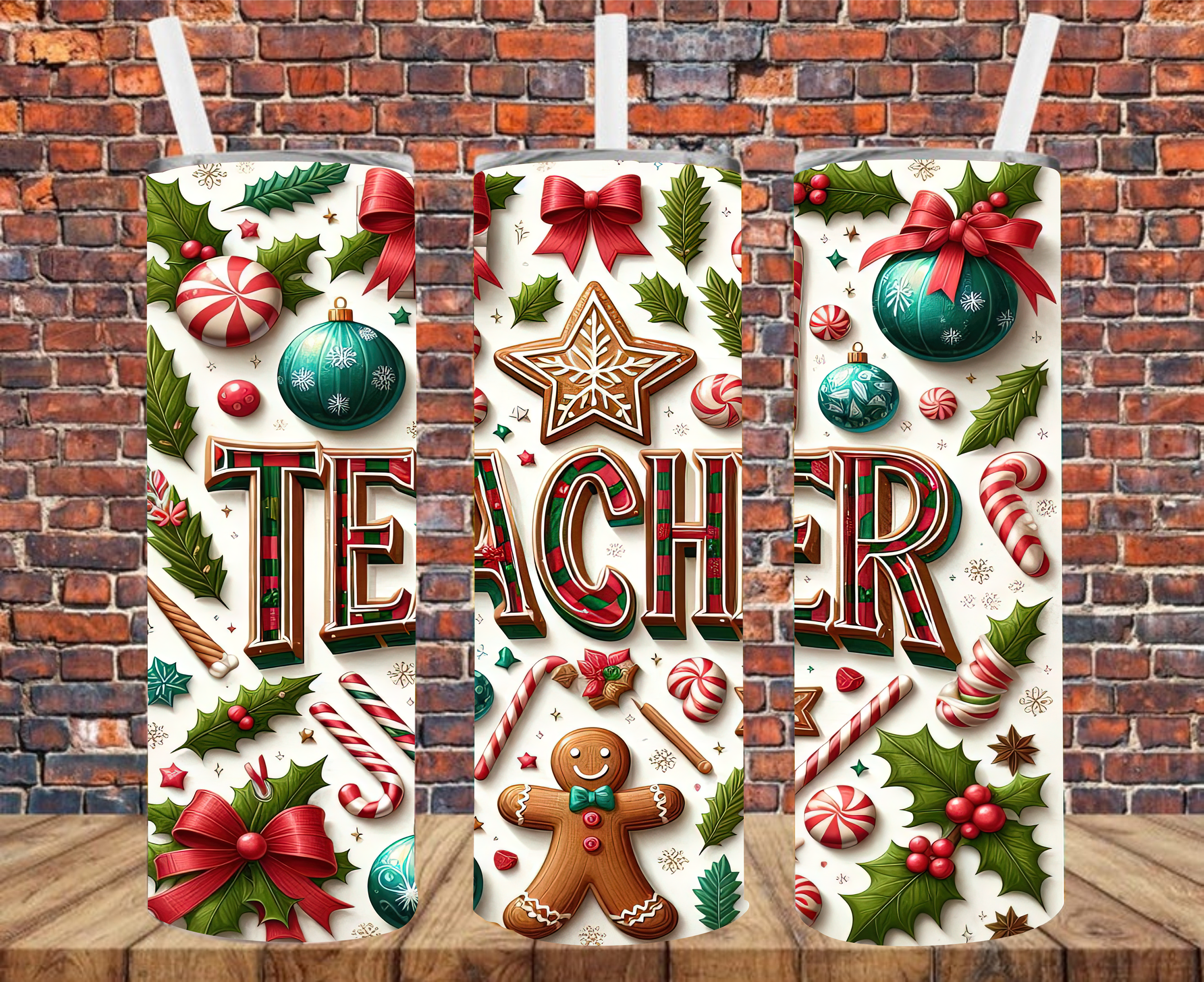 Christmas Teacher - Tumbler Wrap - Sublimation Transfers