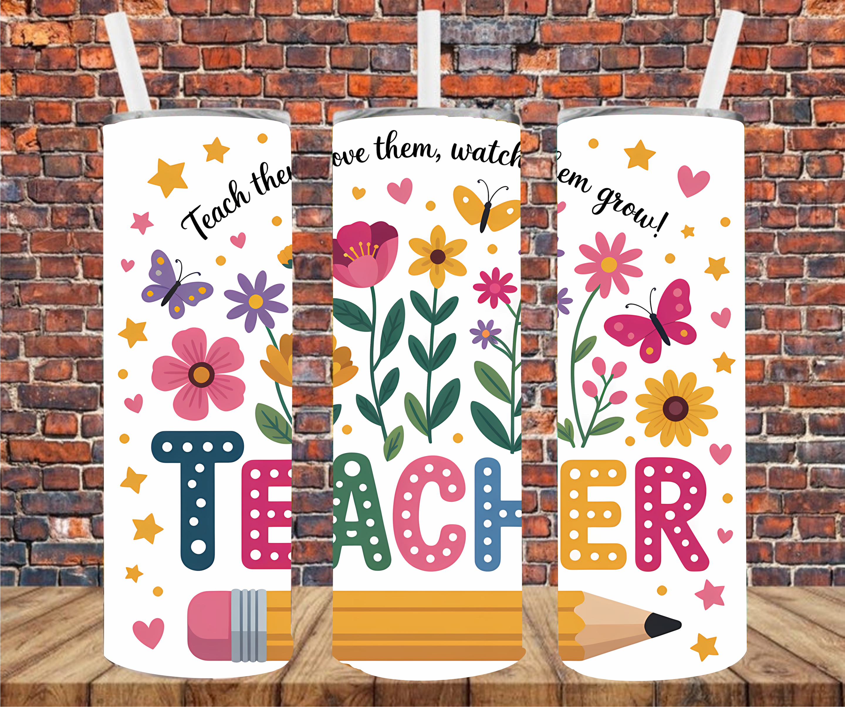 Teach Them, Love Them, Watch Them Grow - Tumbler Wrap - Sublimation Transfer