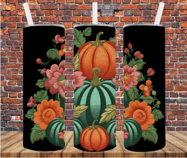 Embroider Effect Pumpkins - Tumbler Wrap - Sublimation Transfer