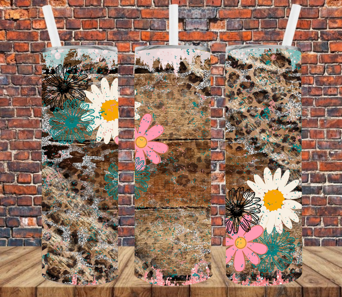 Leopard & Daisies - Tumbler Wrap Sublimation Transfers