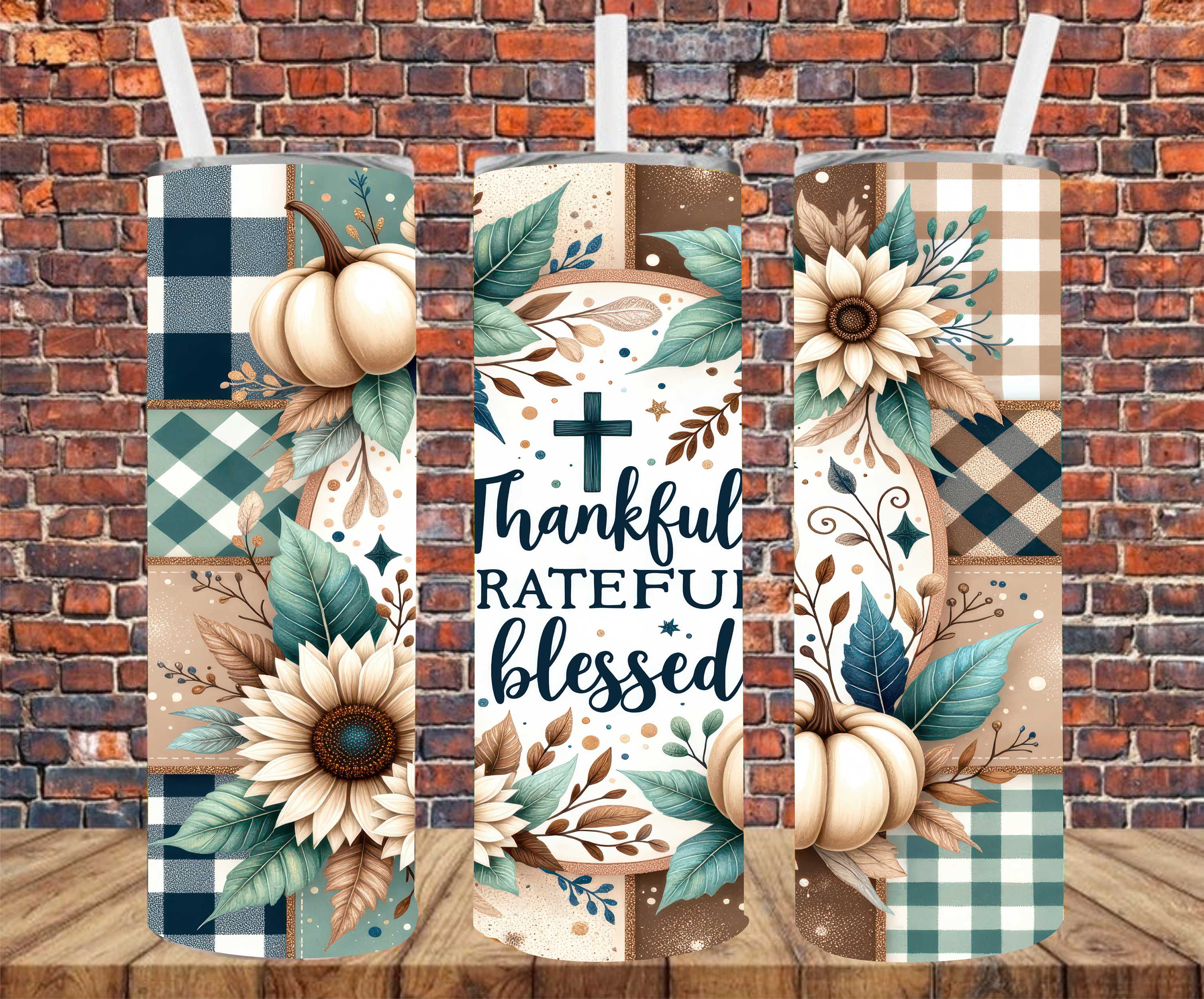 Thankful, Grateful, Blessed - Tumbler Wrap - Sublimation Transfers