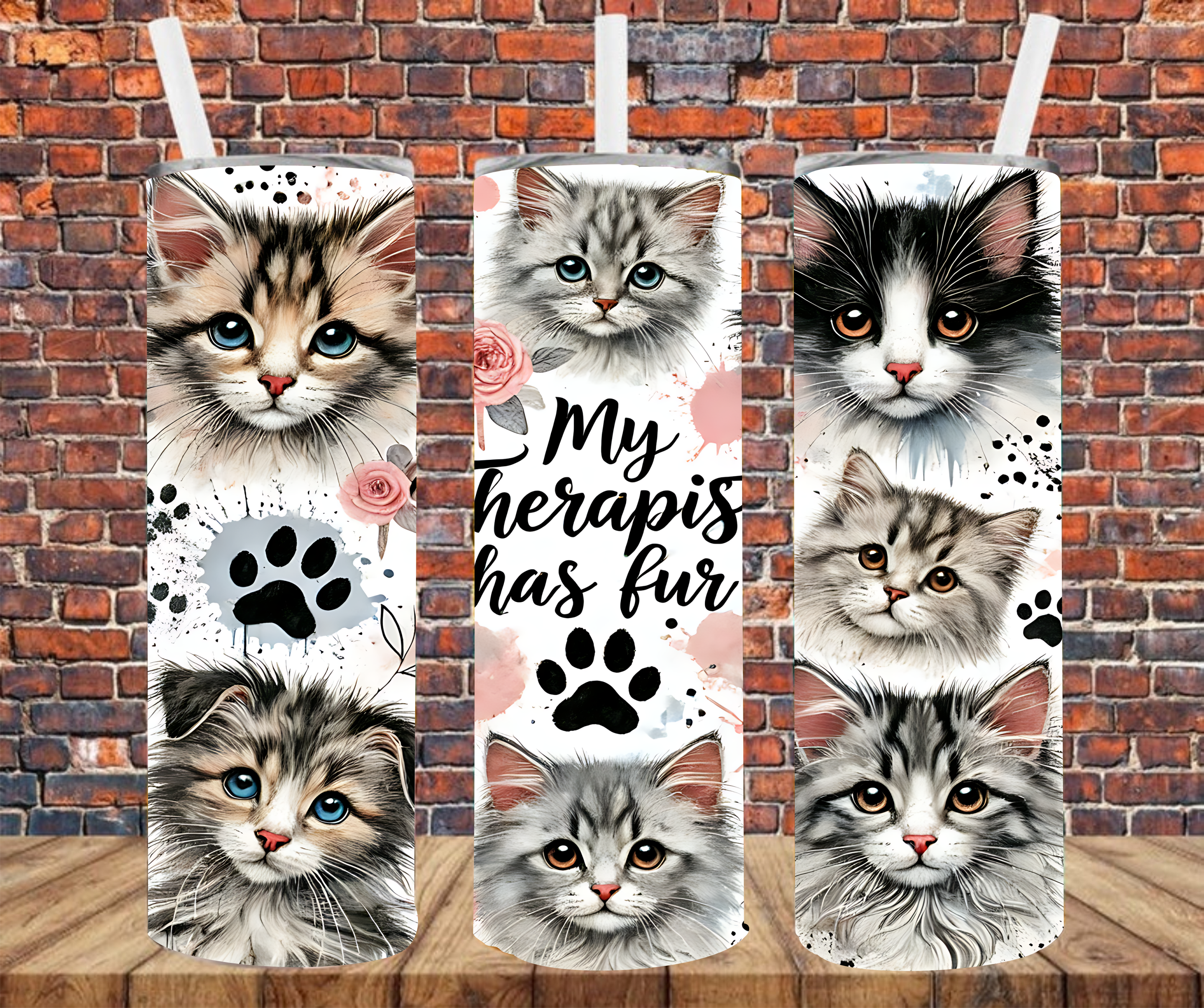 My Therapist Has Fur -  Tumbler Wrap - Sublimation Transfer