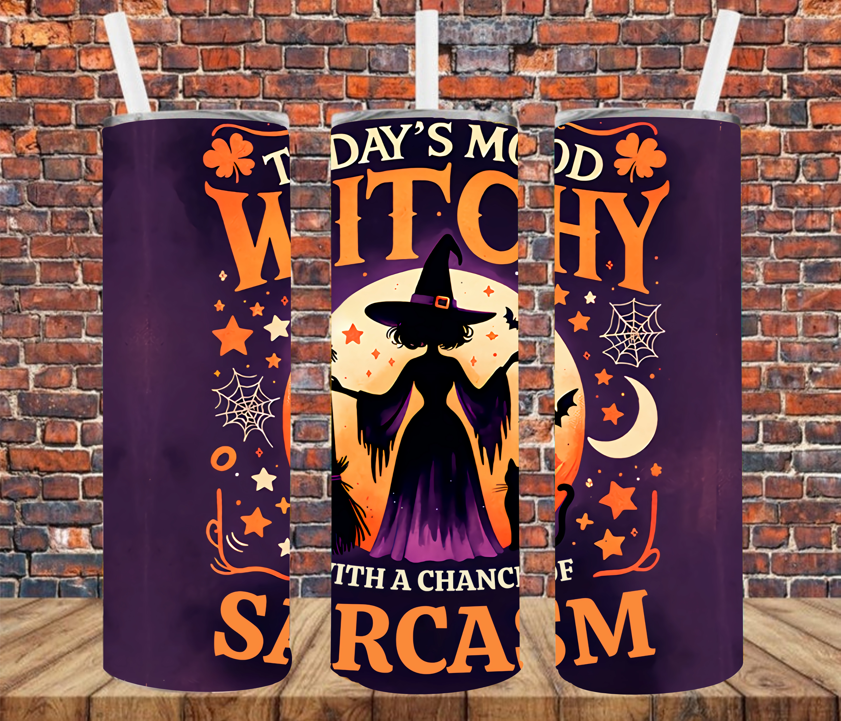 Today's Mood Witchy With A Chance Of Sarcasm - Tumbler Wrap - vinyl Transfers