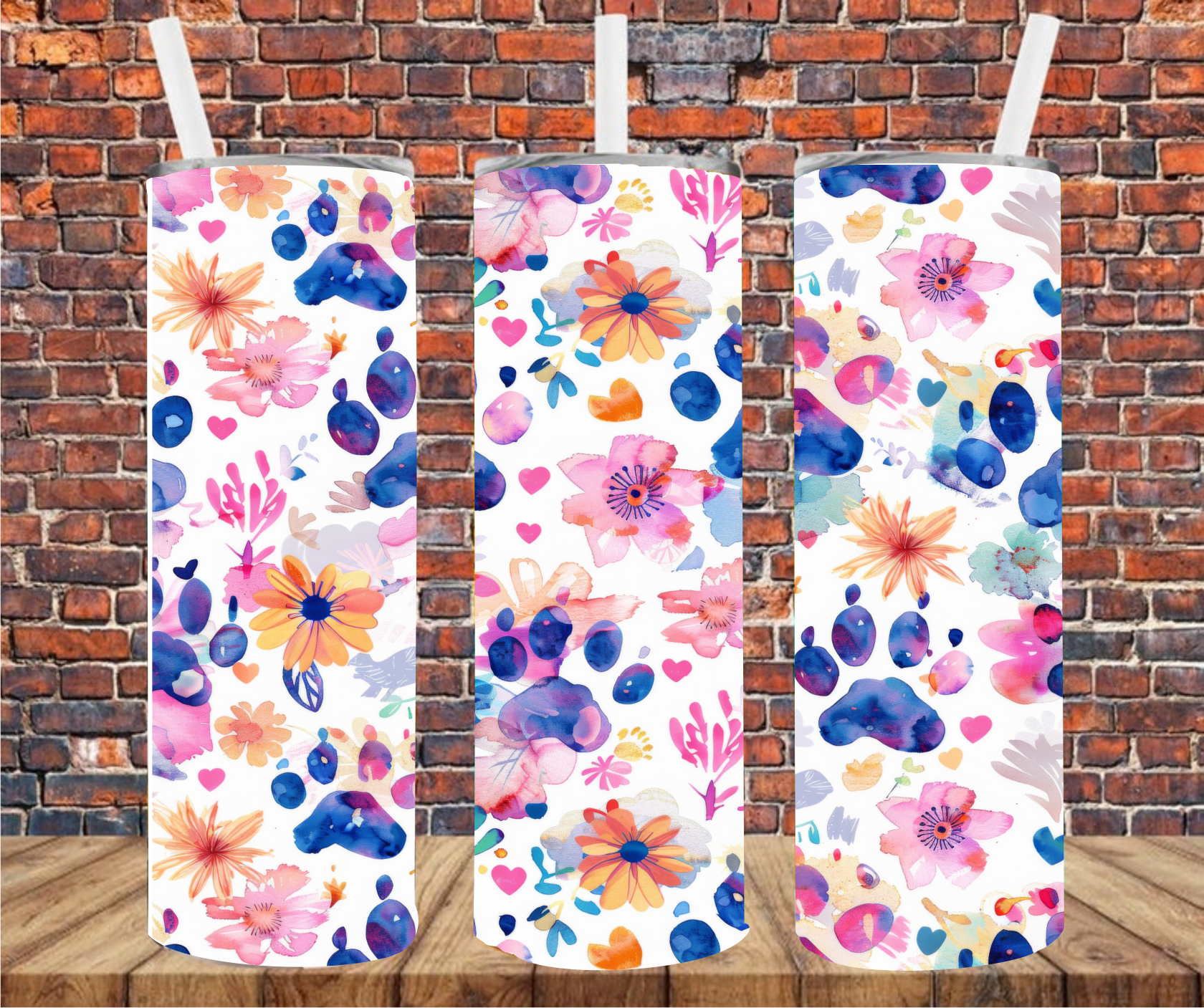 Floral & Dog Prints - Tumbler Wrap - Sublimation Transfer