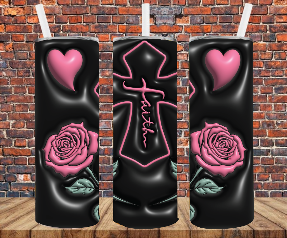 Faith Puff Effect - Tumbler Wrap - Sublimation Transfer