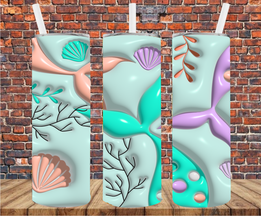 Mermaid Tail Puff Effect - Tumbler Wrap - Sublimation Transfer