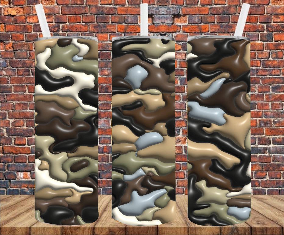 Camo Puff Effect - Tumbler Wrap - Sublimation Transfer