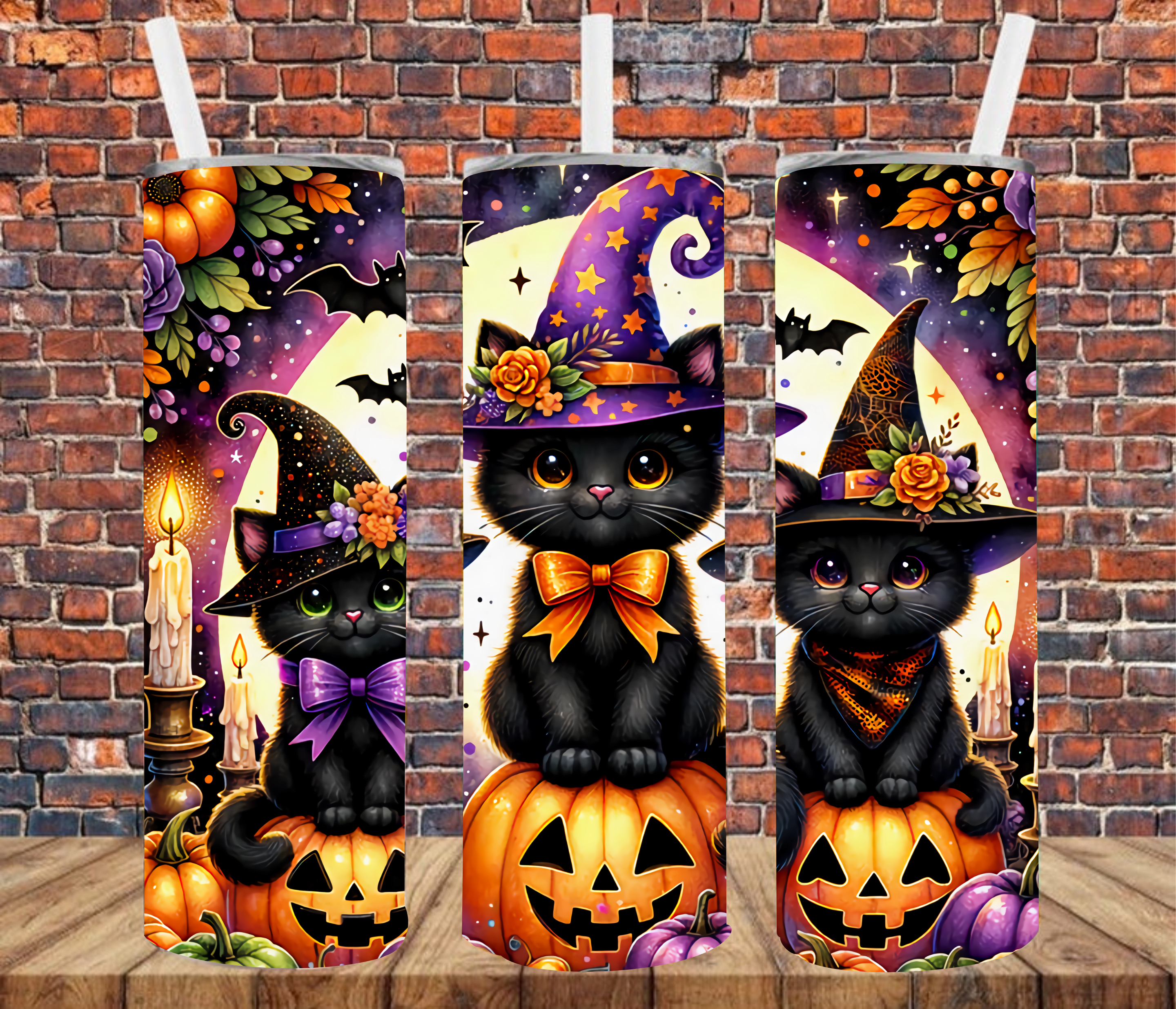 Black Cats - Tumbler Wrap - vinyl Transfers