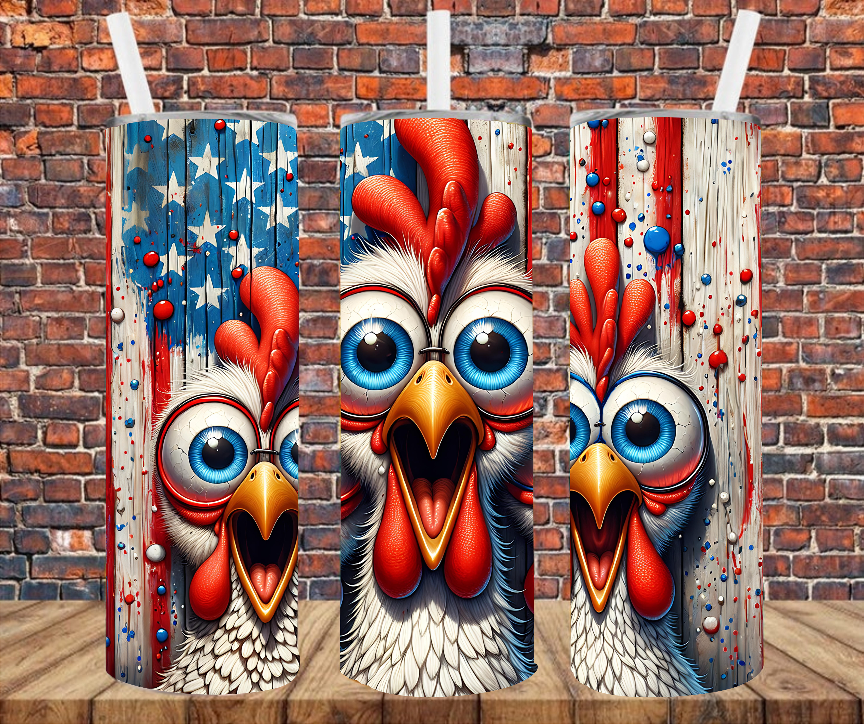 Patriotic Chickens - Tumbler Wrap - Sublimation Transfers