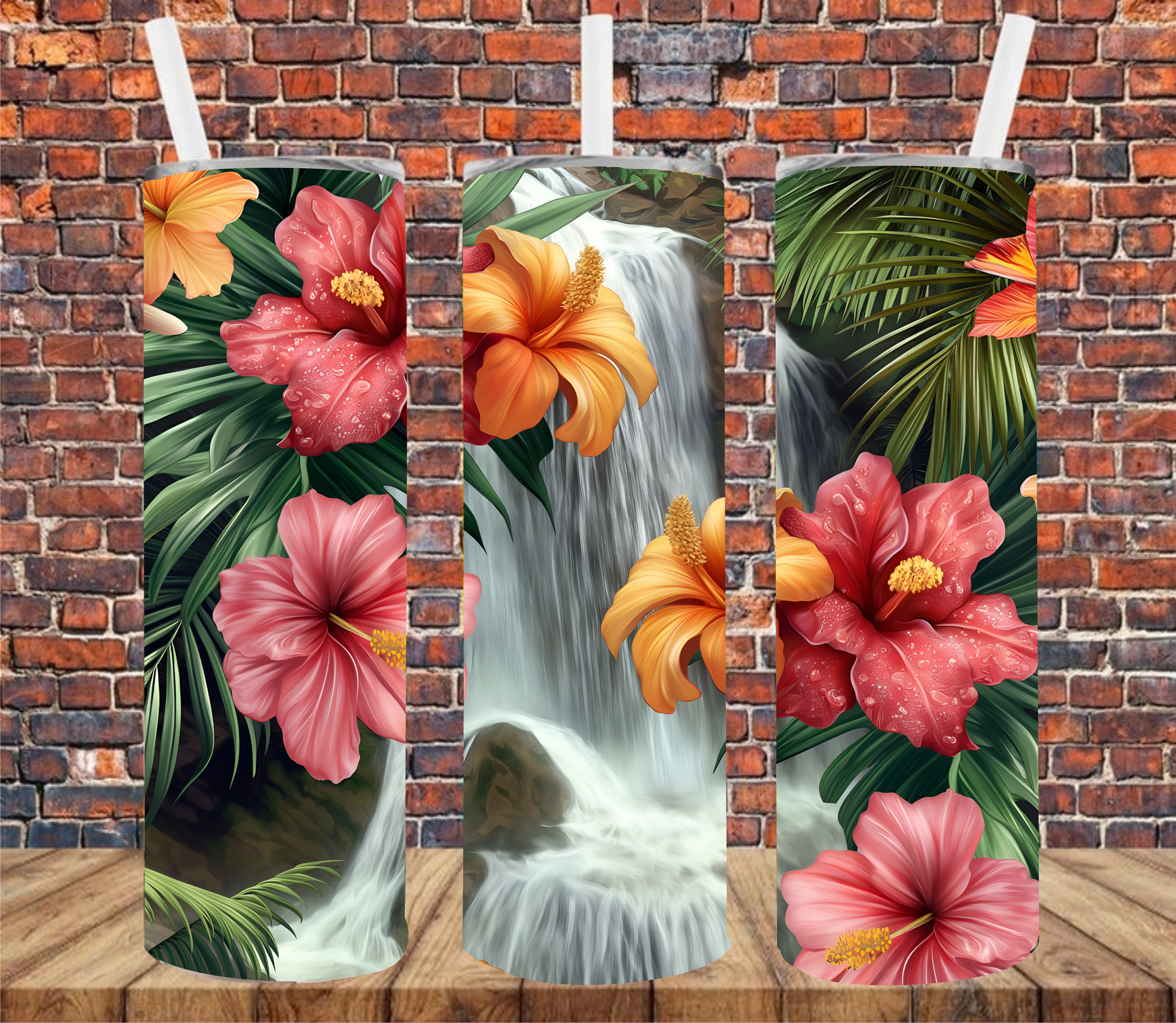 Tropical Waterfall - Tumbler Wrap - Sublimation Transfer