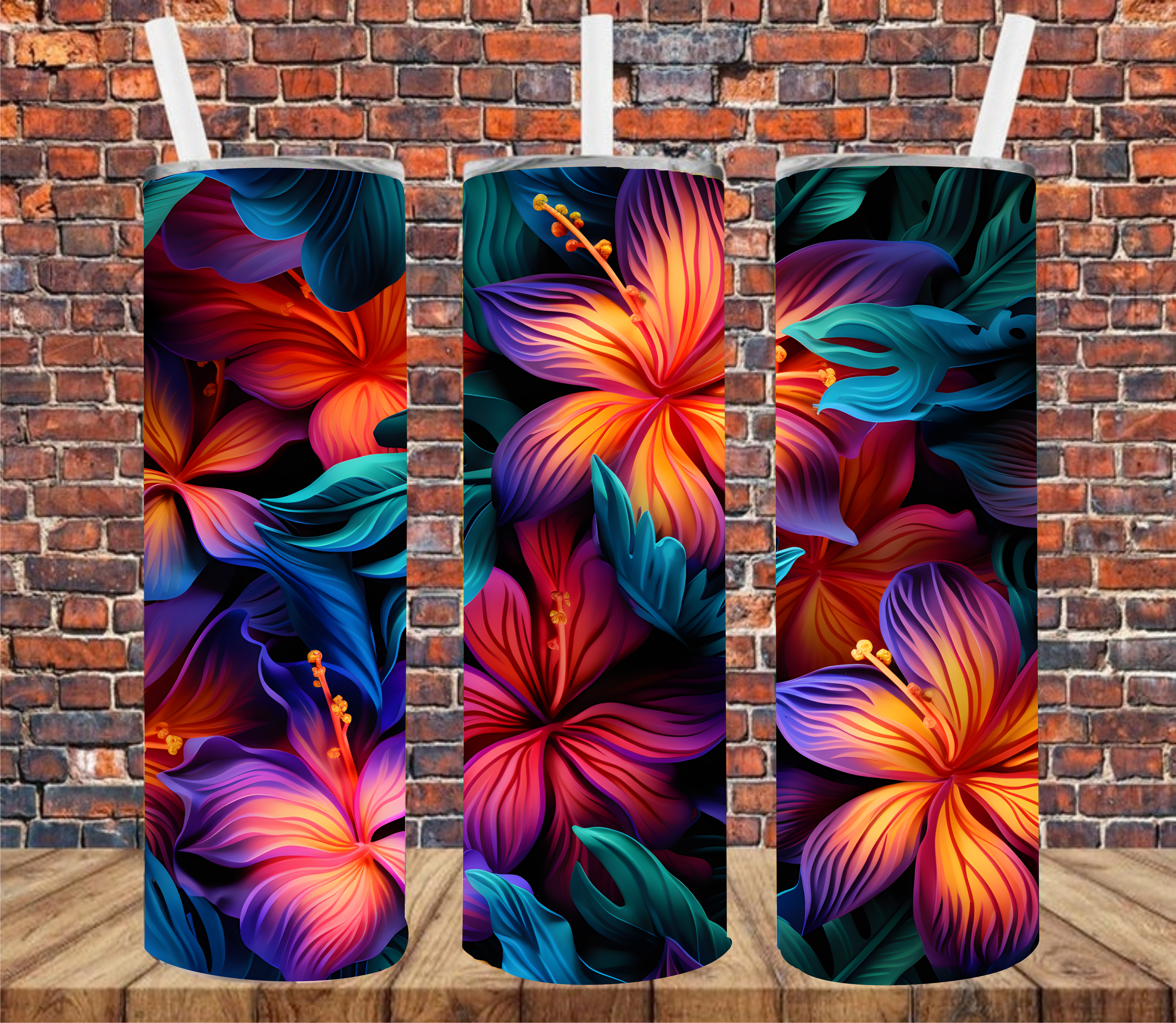 Tropical Flowers - Tumbler Wrap - Sublimation Transfer
