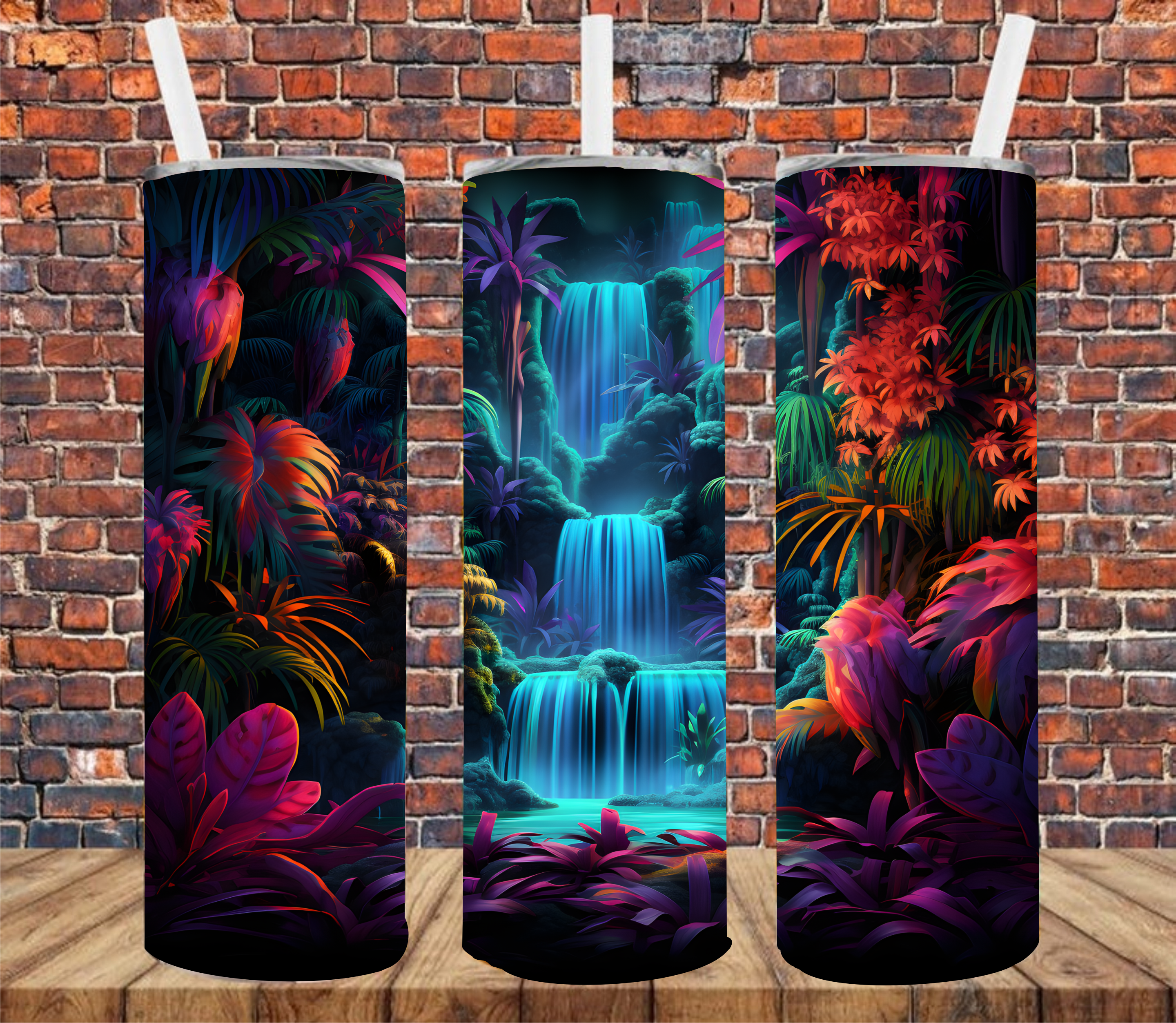 Tropical Waterfall - Tumbler Wrap - Sublimation Transfer