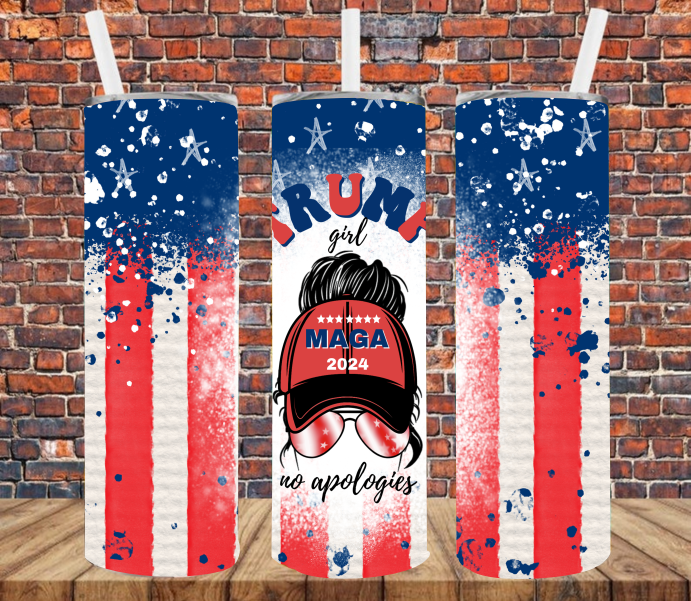 Trump Girl No Apologies - Tumbler Wrap Sublimation Transfers